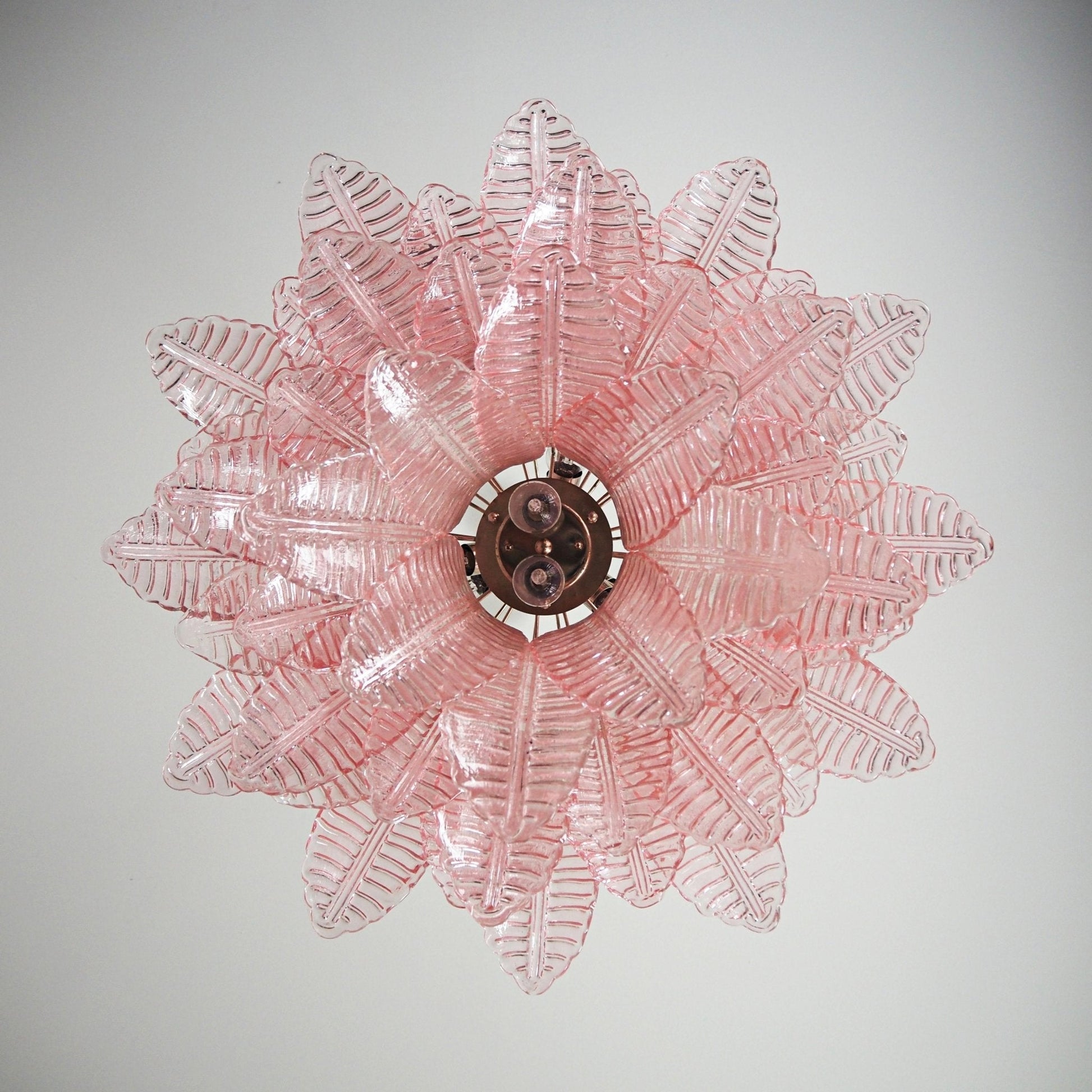 Aurora Chandelier Pink Leaf Glass Layered Graceful Luxury-Neutral Decor