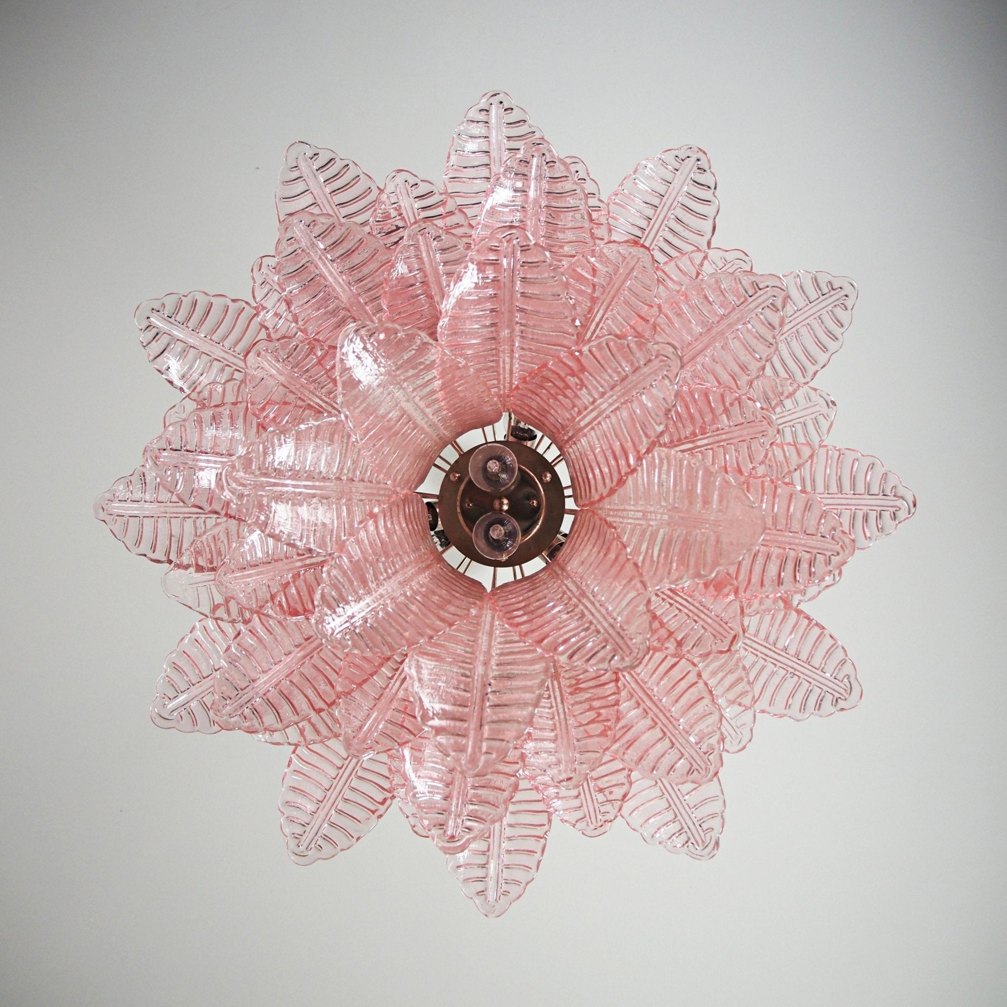 Aurora Chandelier Pink Leaf Glass Layered Graceful Luxury-Neutral Decor
