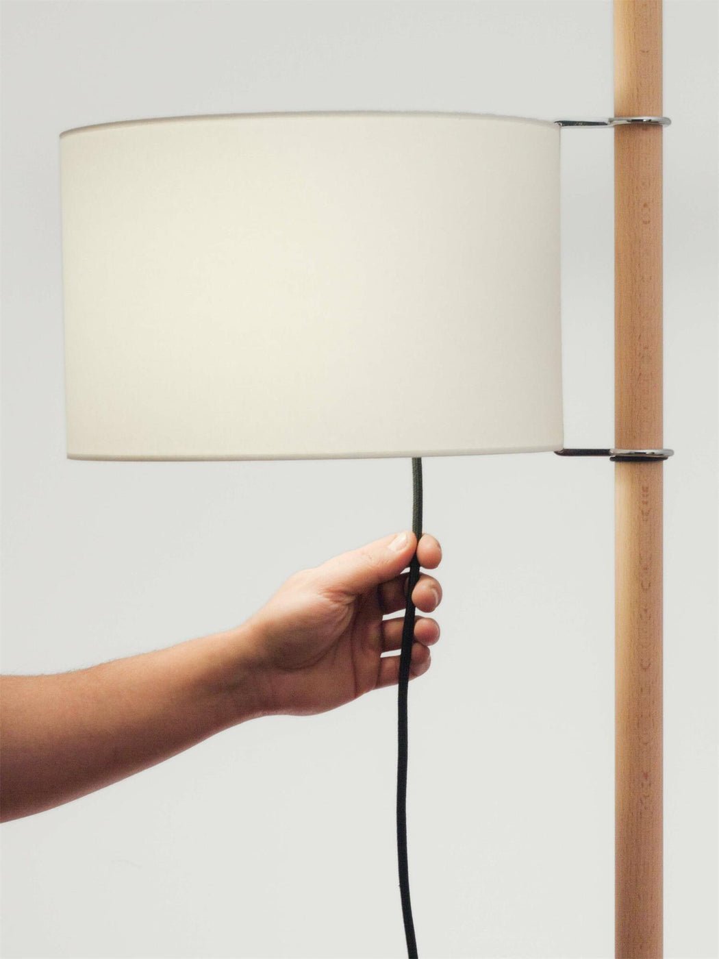 Jex Wood Fabric Floor Lamp-Neutral Decor