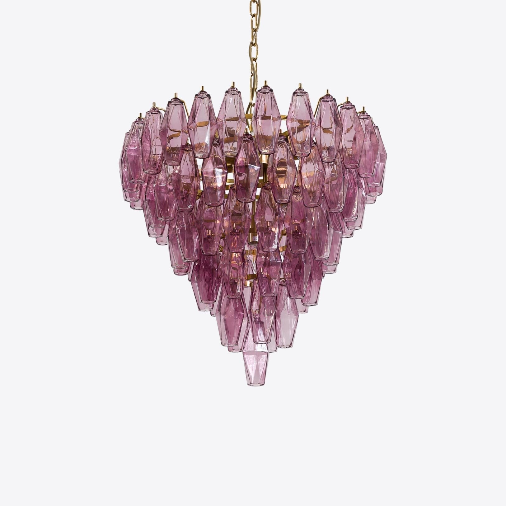 Aurora Chandelier Pink Faceted Glass Layered Vintage-Neutral Decor