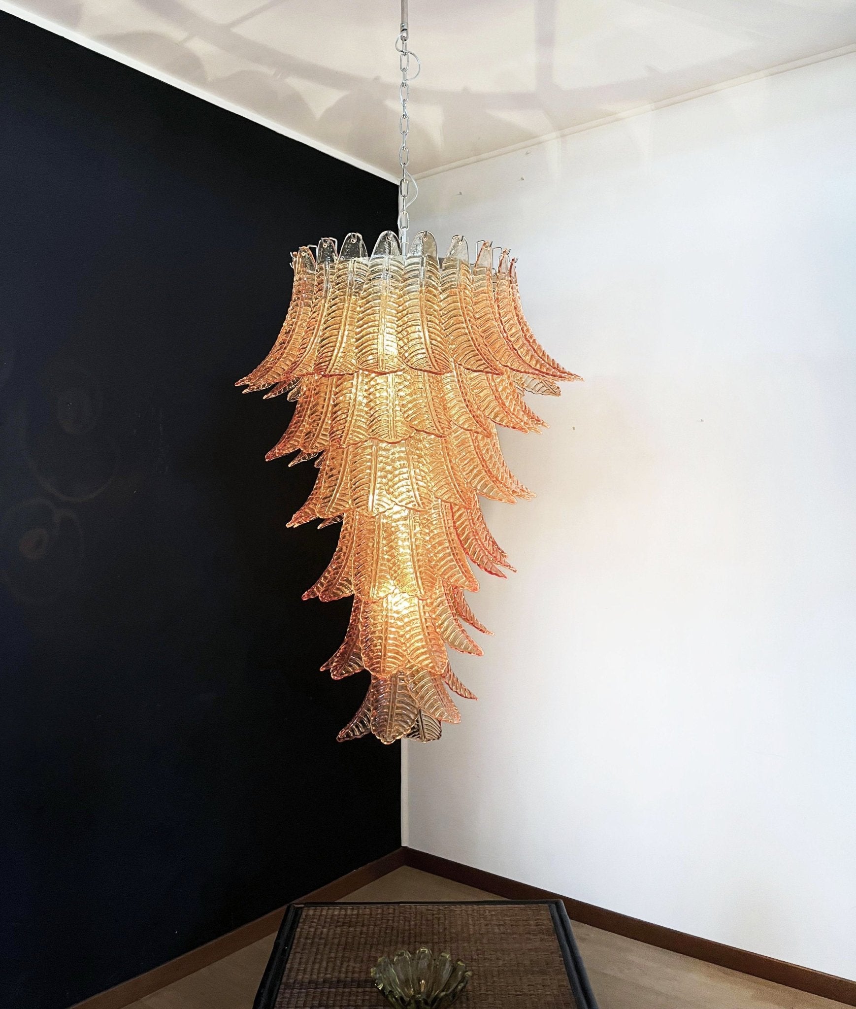 Aurora Chandelier Amber Glass Leaf Layered Statement Artistic-Neutral Decor