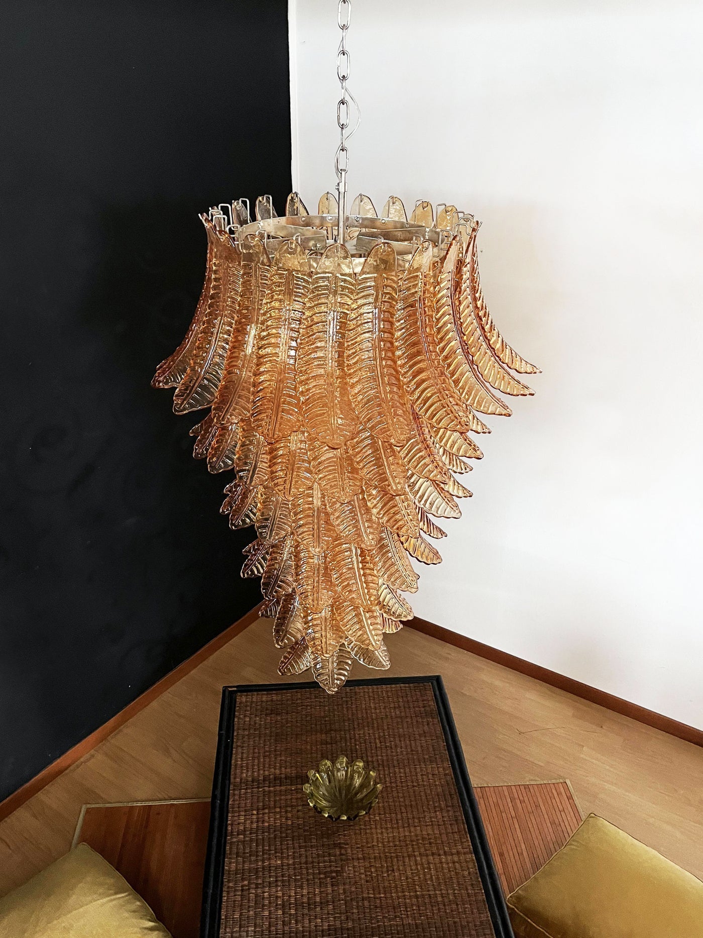 Aurora Chandelier Amber Glass Leaf Layered Statement Artistic-Neutral Decor