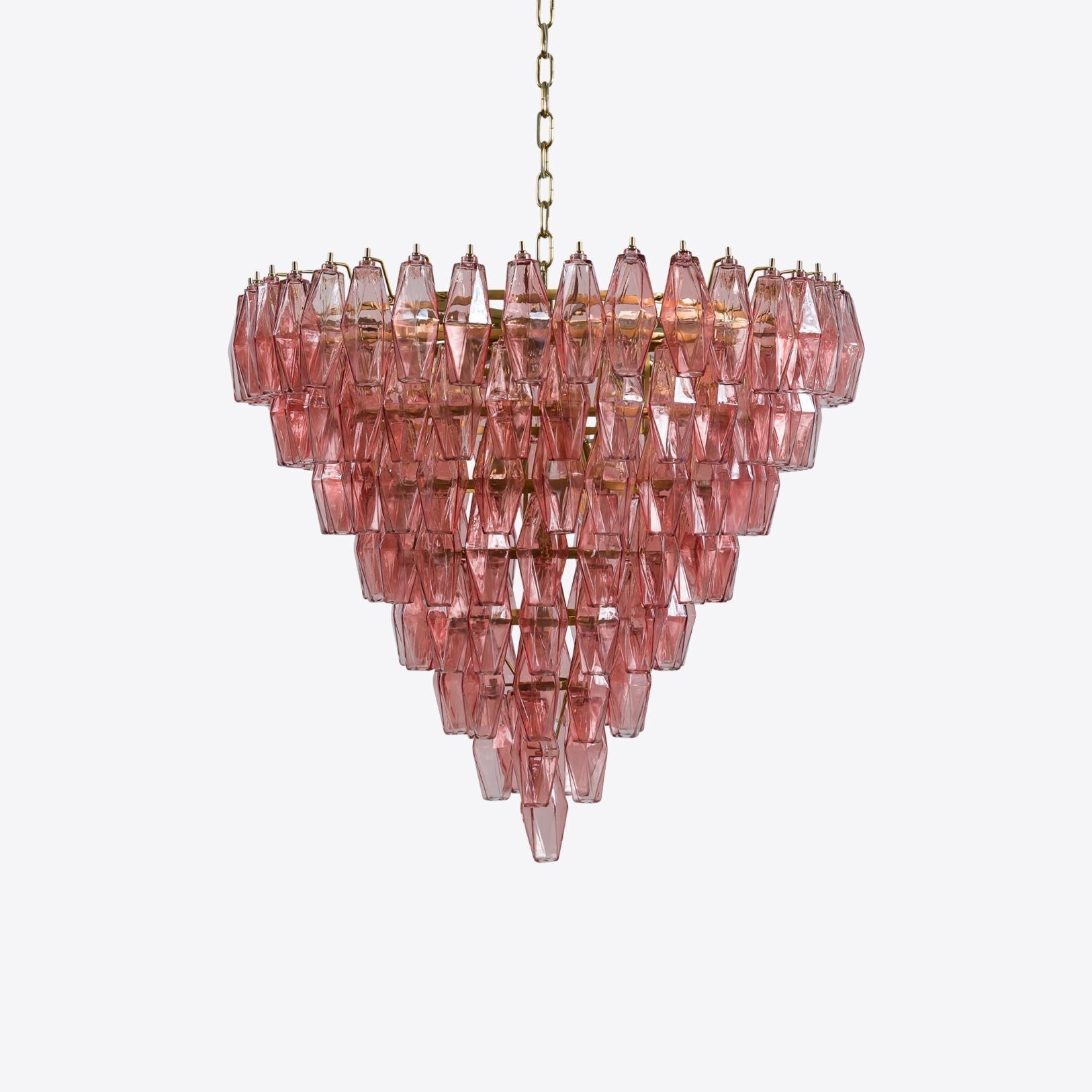 Aurora Chandelier Pink Faceted Glass Layered Vintage-Neutral Decor