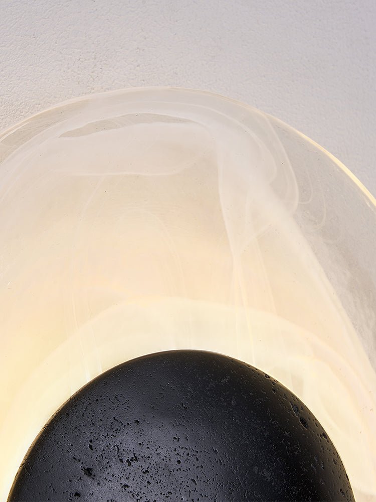 Orla Cosmica Eclipse Black Travertine Shell Wall Lamp-Neutral Decor