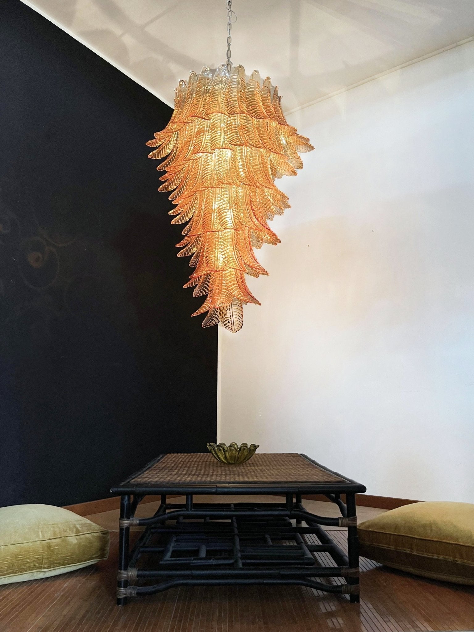 Aurora Chandelier Amber Glass Leaf Layered Statement Artistic-Neutral Decor