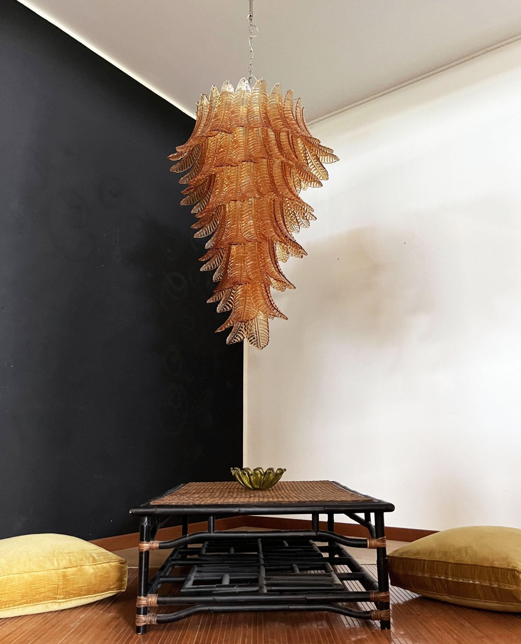 Aurora Chandelier Amber Glass Leaf Layered Statement Artistic-Neutral Decor