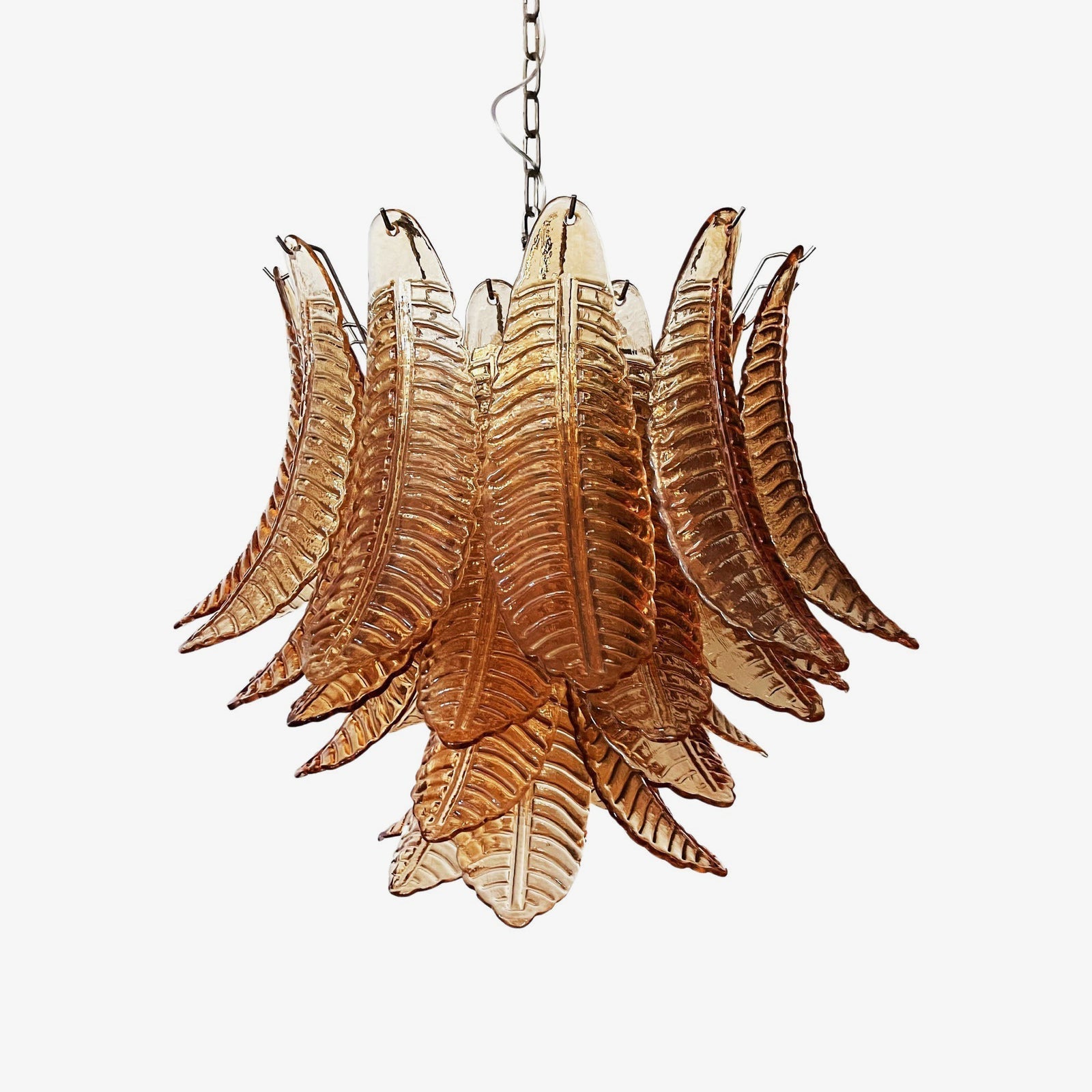 Aurora Chandelier Amber Leaf Glass Layered Venetian Elegance-Neutral Decor