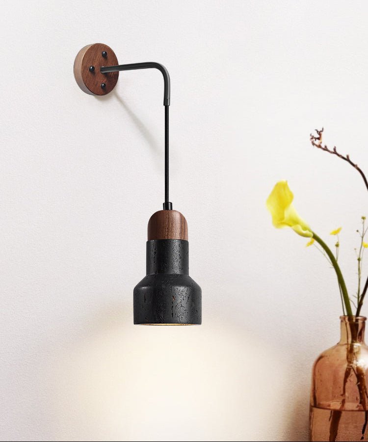 Wesk Vintage Black Travertine Rope Wall Lamp-Neutral Decor
