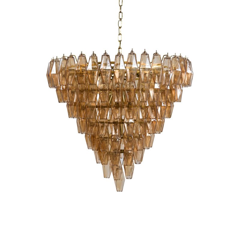 Aurora Chandelier Pink Faceted Glass Layered Vintage-Neutral Decor