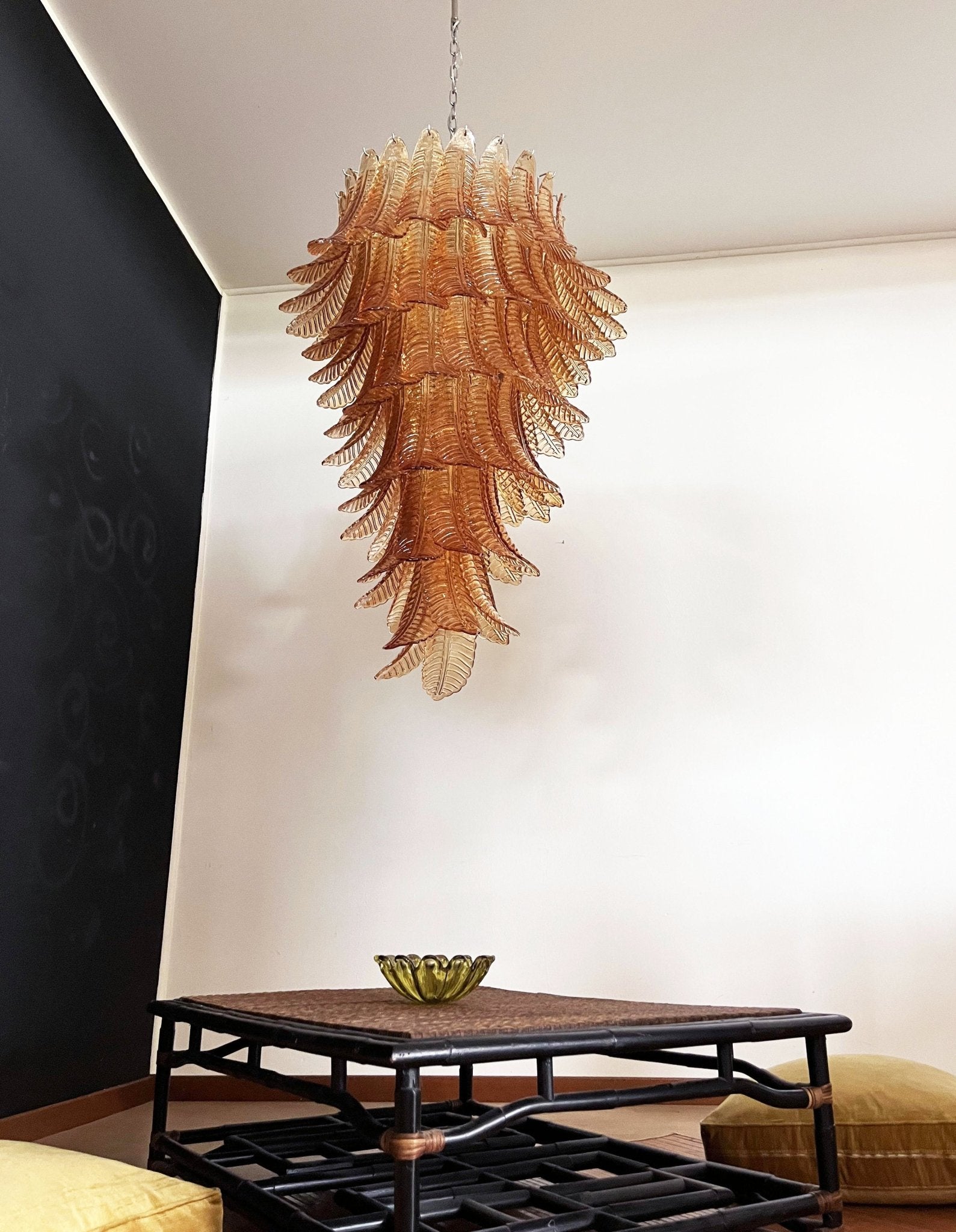 Aurora Chandelier Amber Glass Leaf Layered Statement Artistic-Neutral Decor