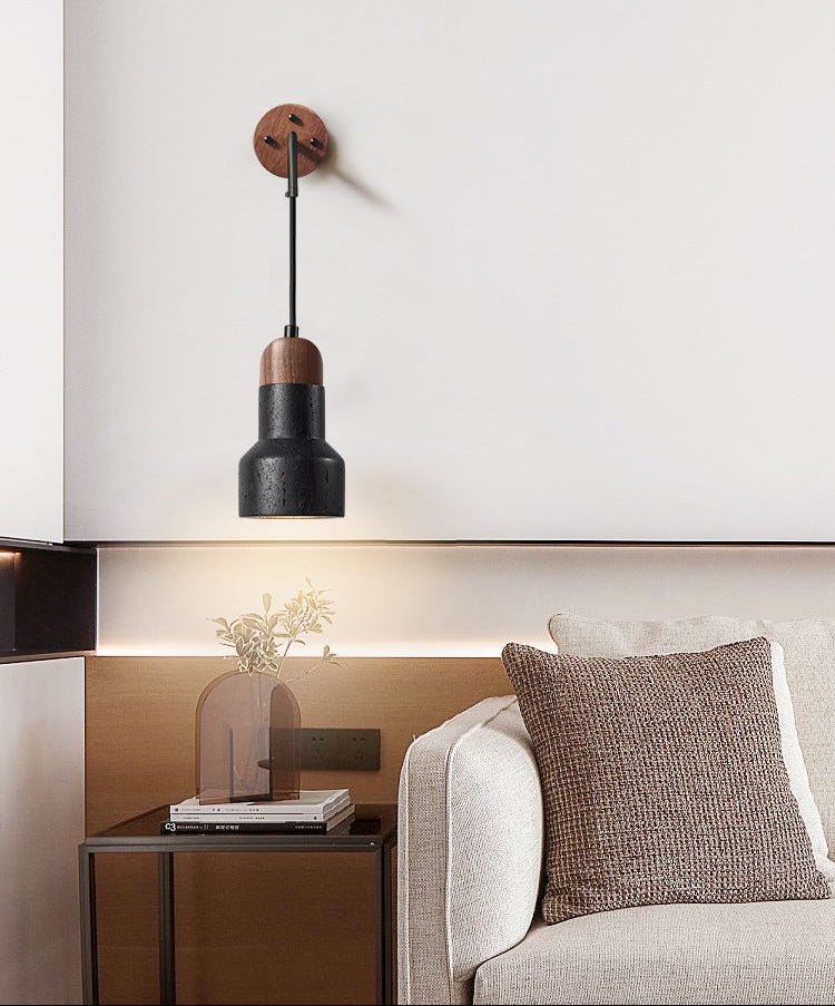 Wesk Vintage Black Travertine Rope Wall Lamp-Neutral Decor