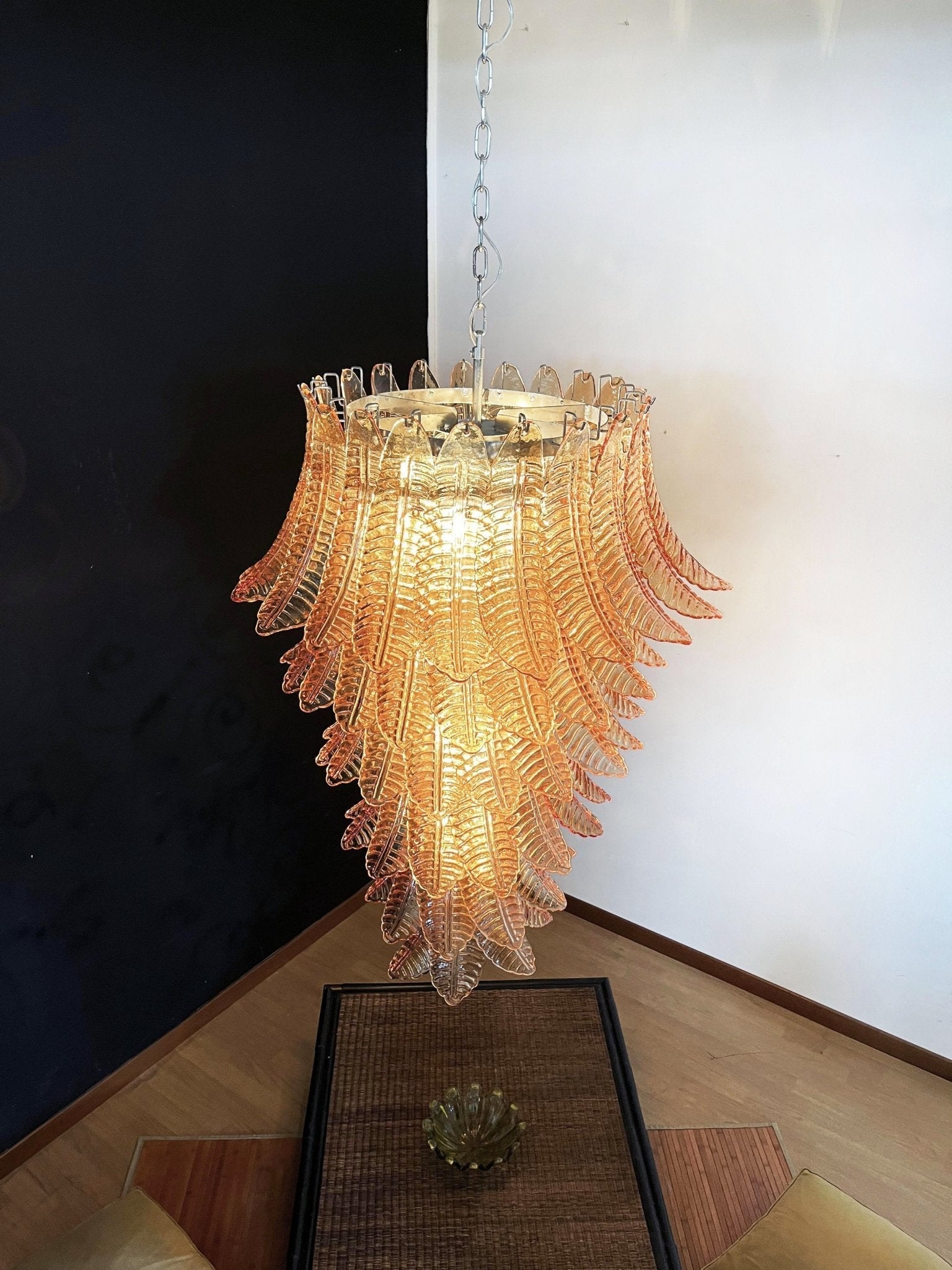 Aurora Chandelier Amber Glass Leaf Layered Statement Artistic-Neutral Decor