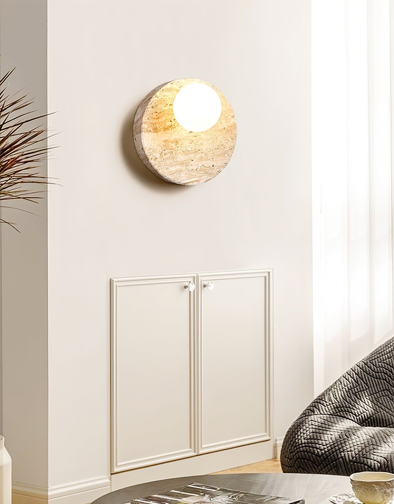 Kivros Travertine Sconce-Neutral Decor