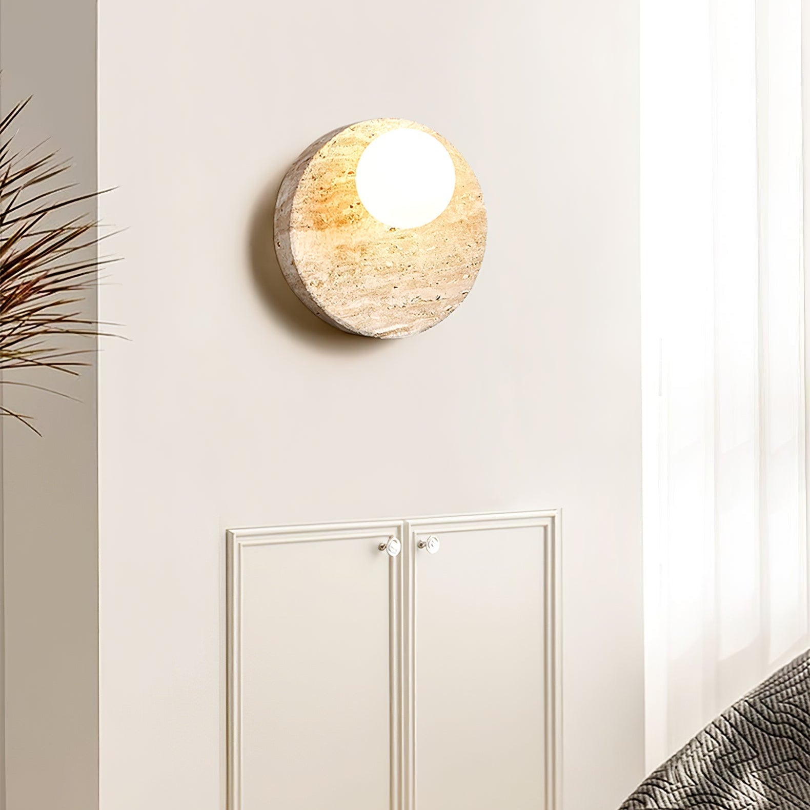 Kivros Travertine Sconce-Neutral Decor