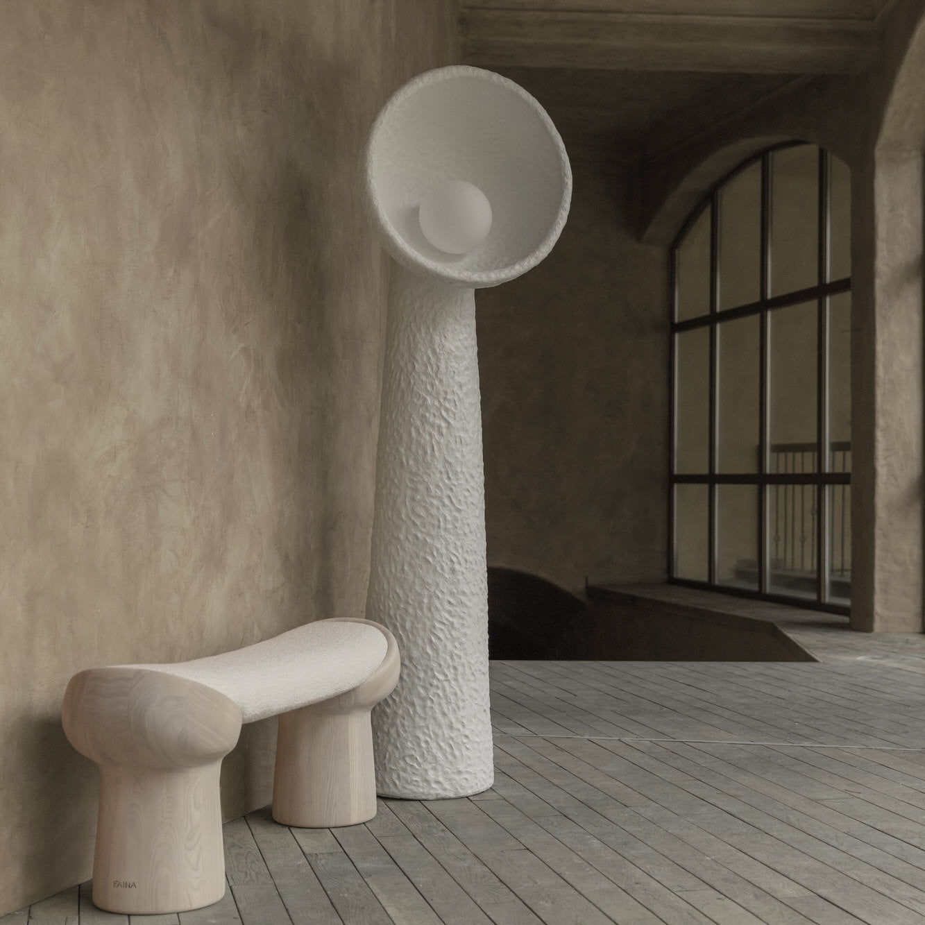 Ernionis Textured Ceramic Floor Lamp-Neutral Decor