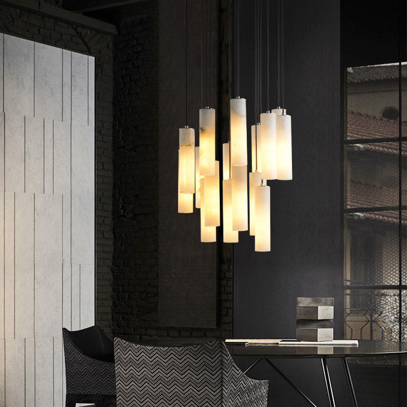 Elongated Alabaster Cluster Pendant Lamp-Neutral Decor