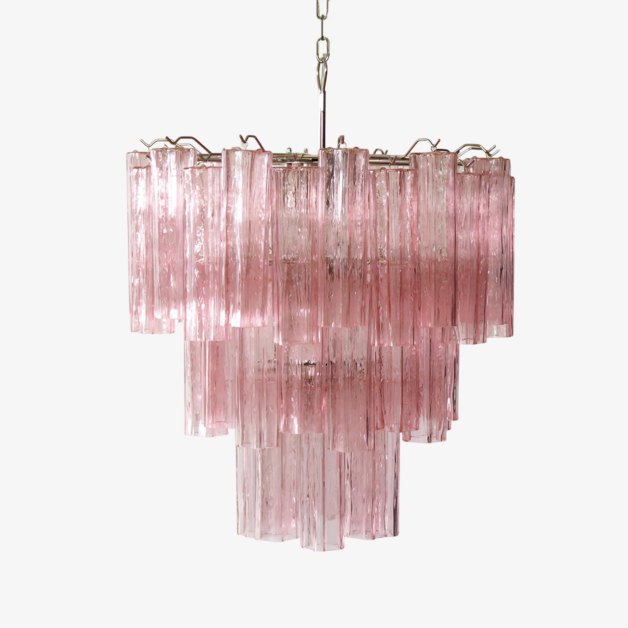 Aurora Chandelier Pink Glass Tubes Layered Modern-Neutral Decor