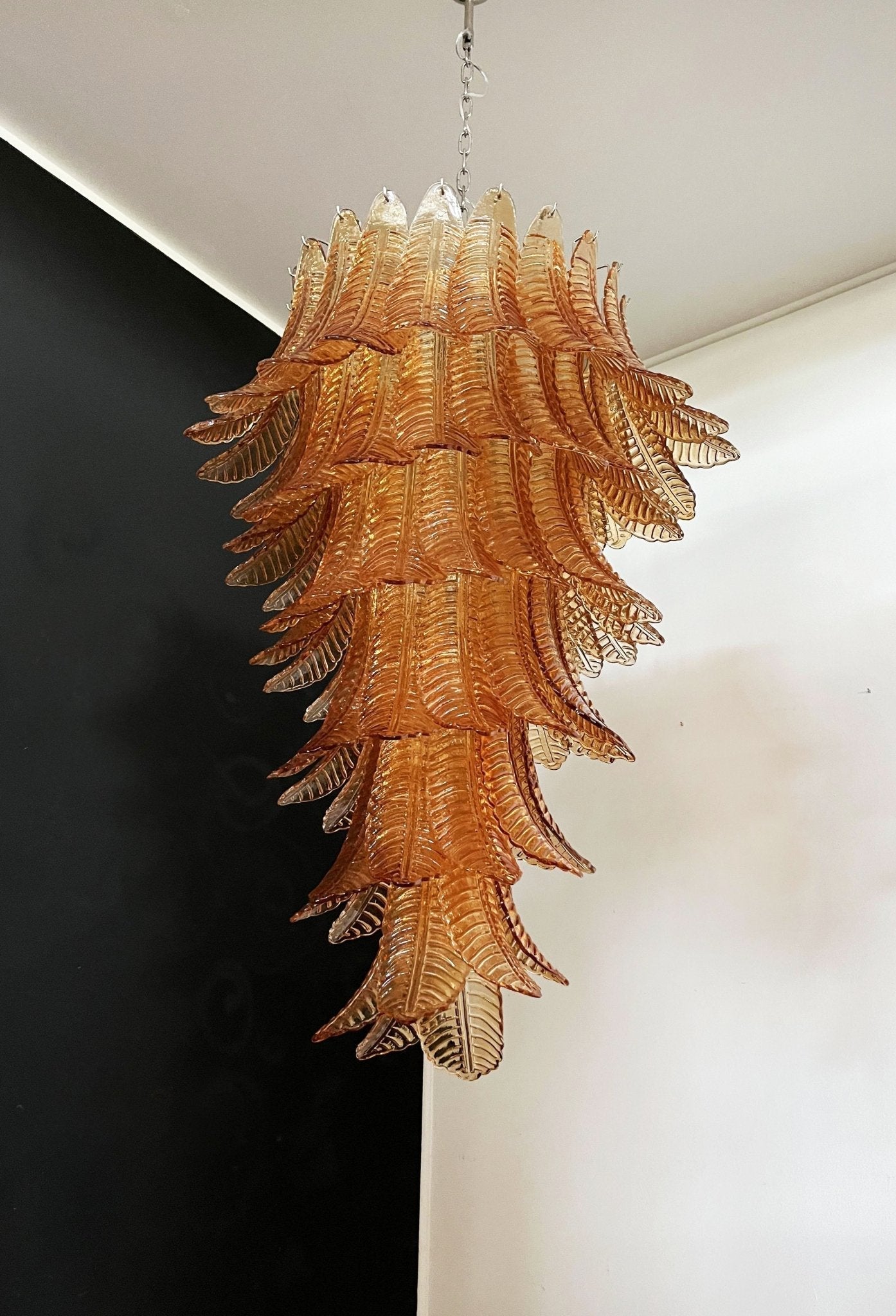 Aurora Chandelier Amber Glass Leaf Layered Statement Artistic-Neutral Decor