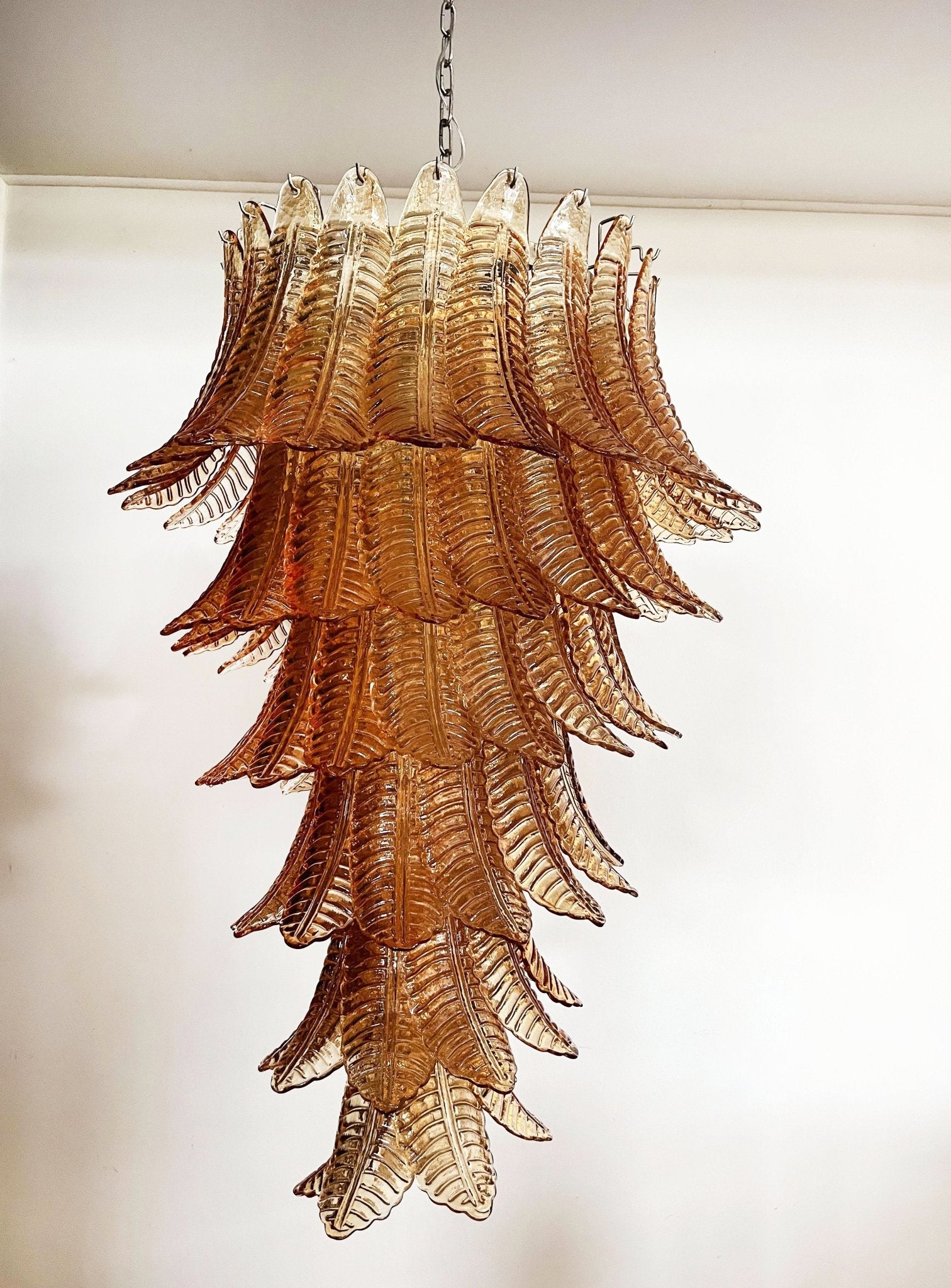 Aurora Chandelier Amber Glass Leaf Layered Statement Artistic-Neutral Decor