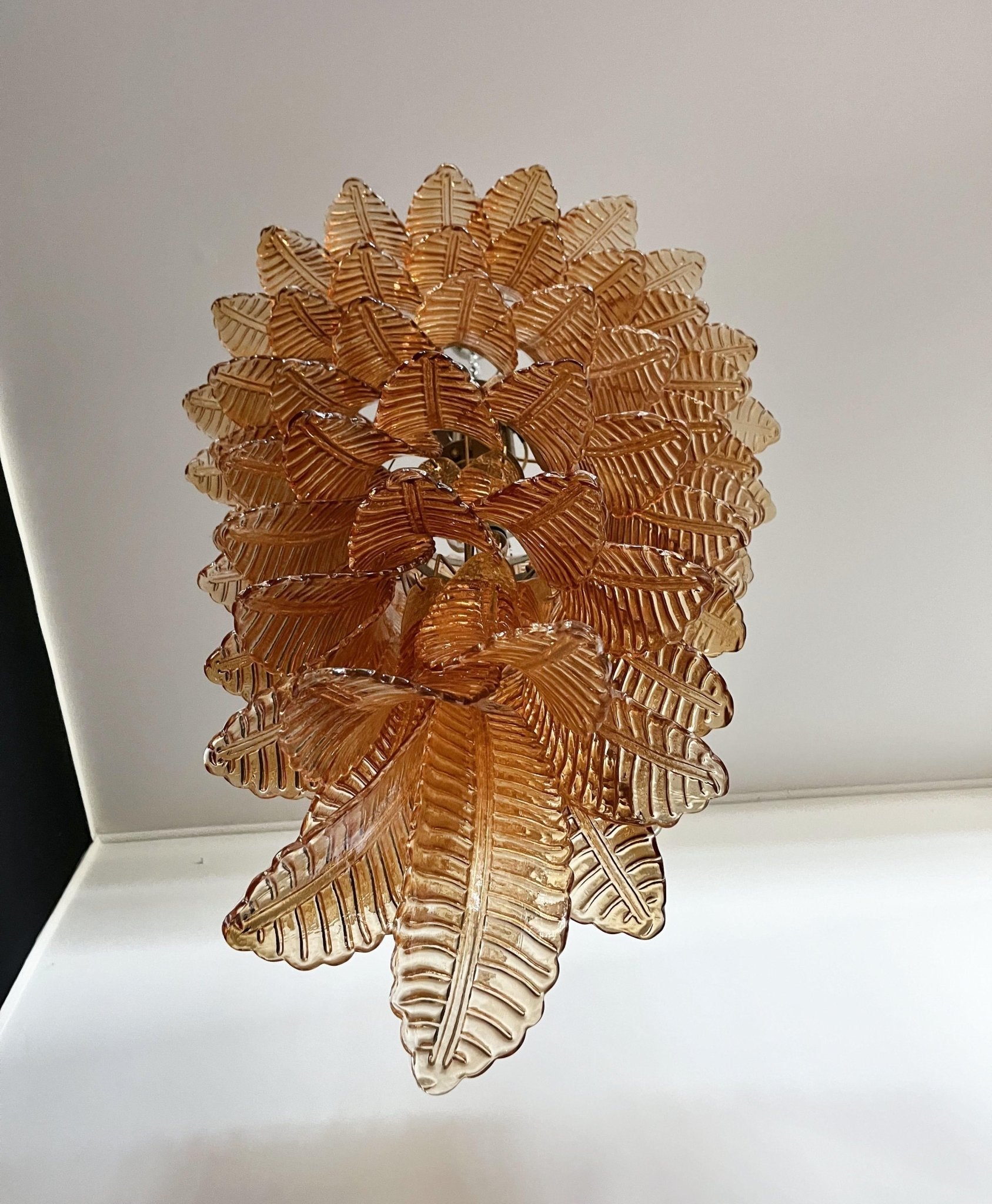 Aurora Chandelier Amber Glass Leaf Layered Statement Artistic-Neutral Decor