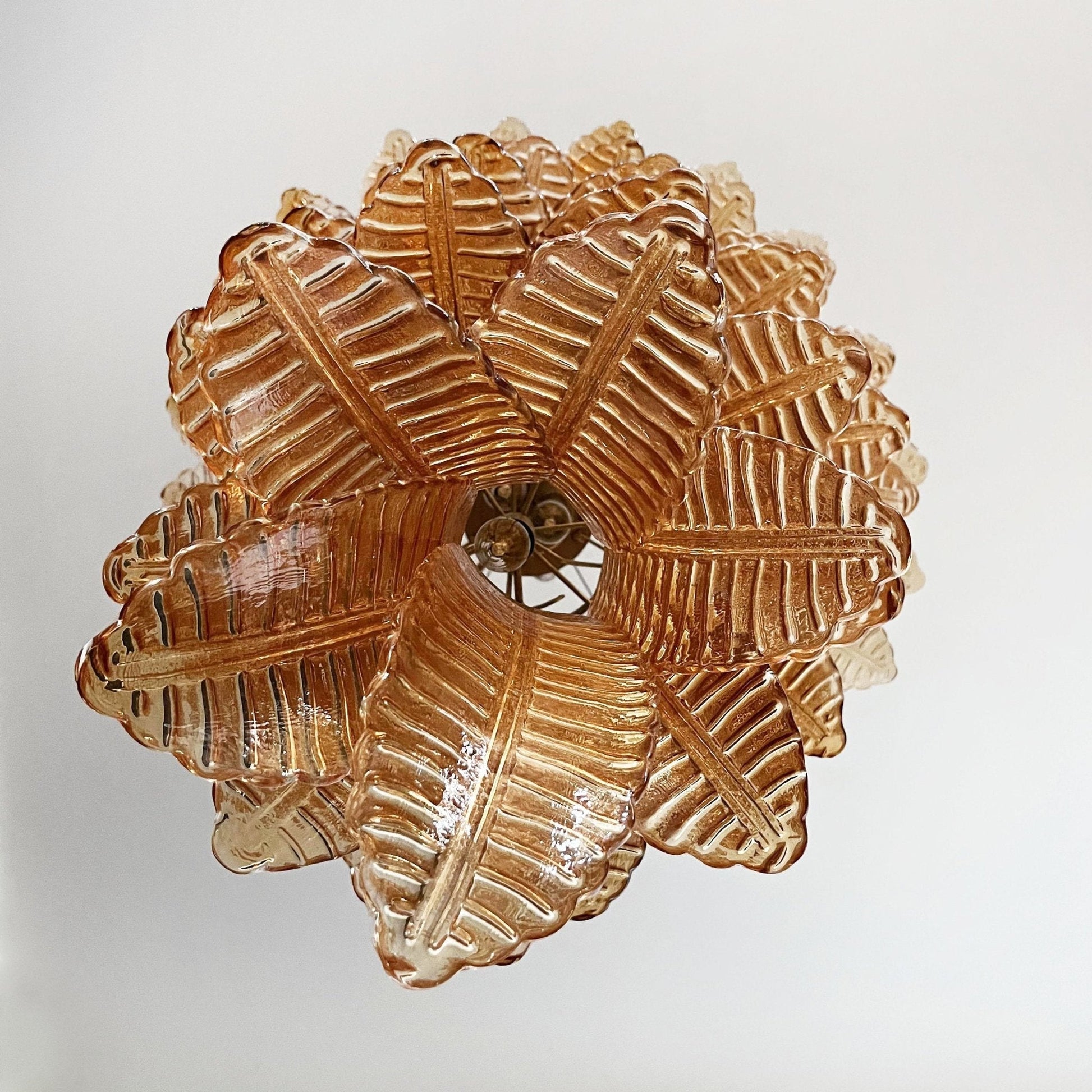 Aurora Chandelier Amber Glass Leaf Layered Statement Artistic-Neutral Decor