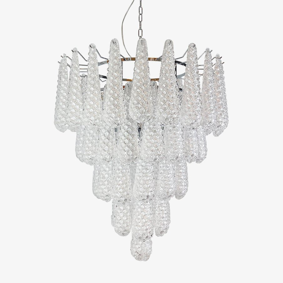 Aurora Chandelier Clear Droplets Murano Glass Waterfall Diamond-Neutral Decor