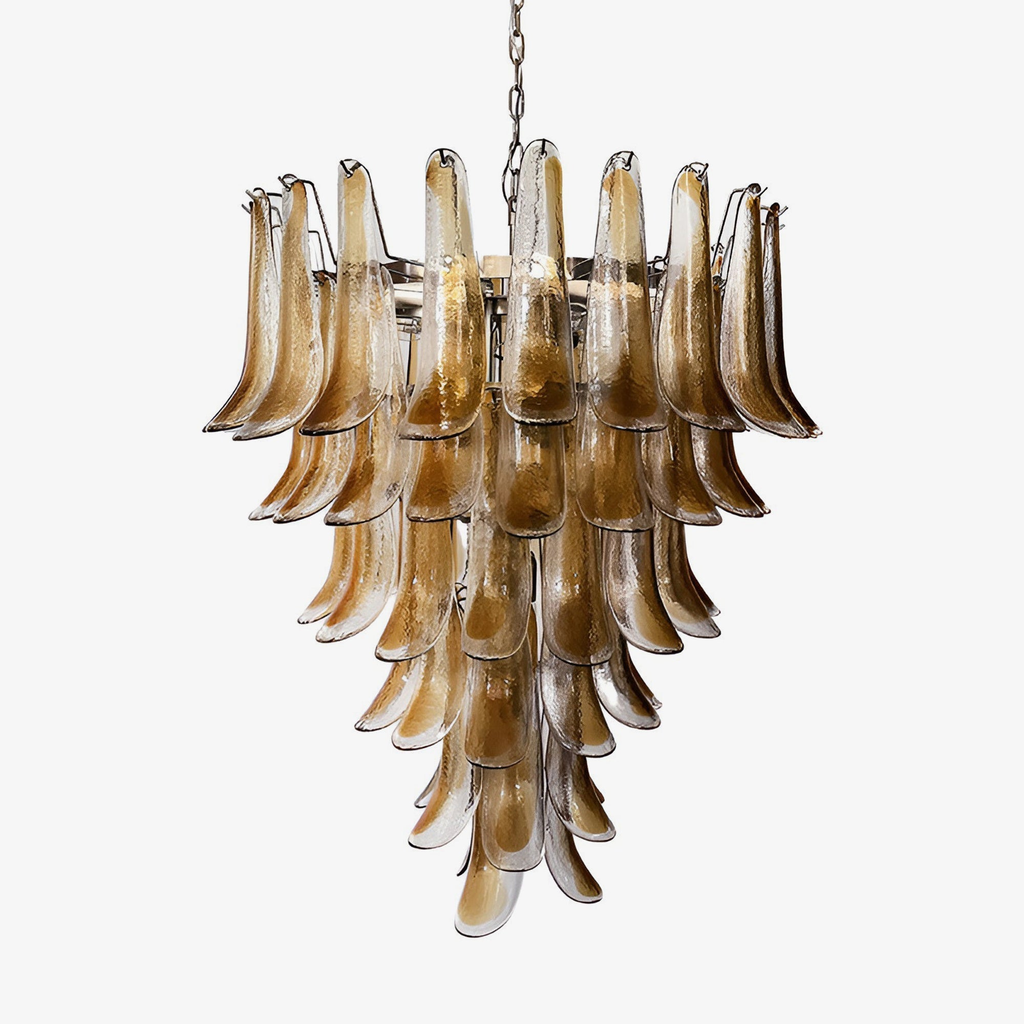 Aurora Chandelier Amber Glass Petals Layered Luxury-Neutral Decor