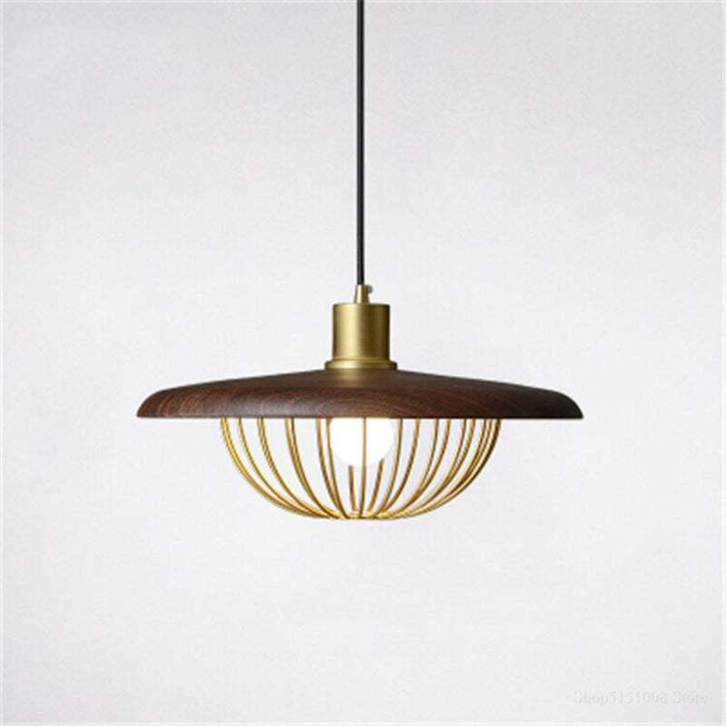 Arisha Modern Nordic Dome Pendant Light, Gold/Brown/Grey/Brown/Wood - Neutral Decor