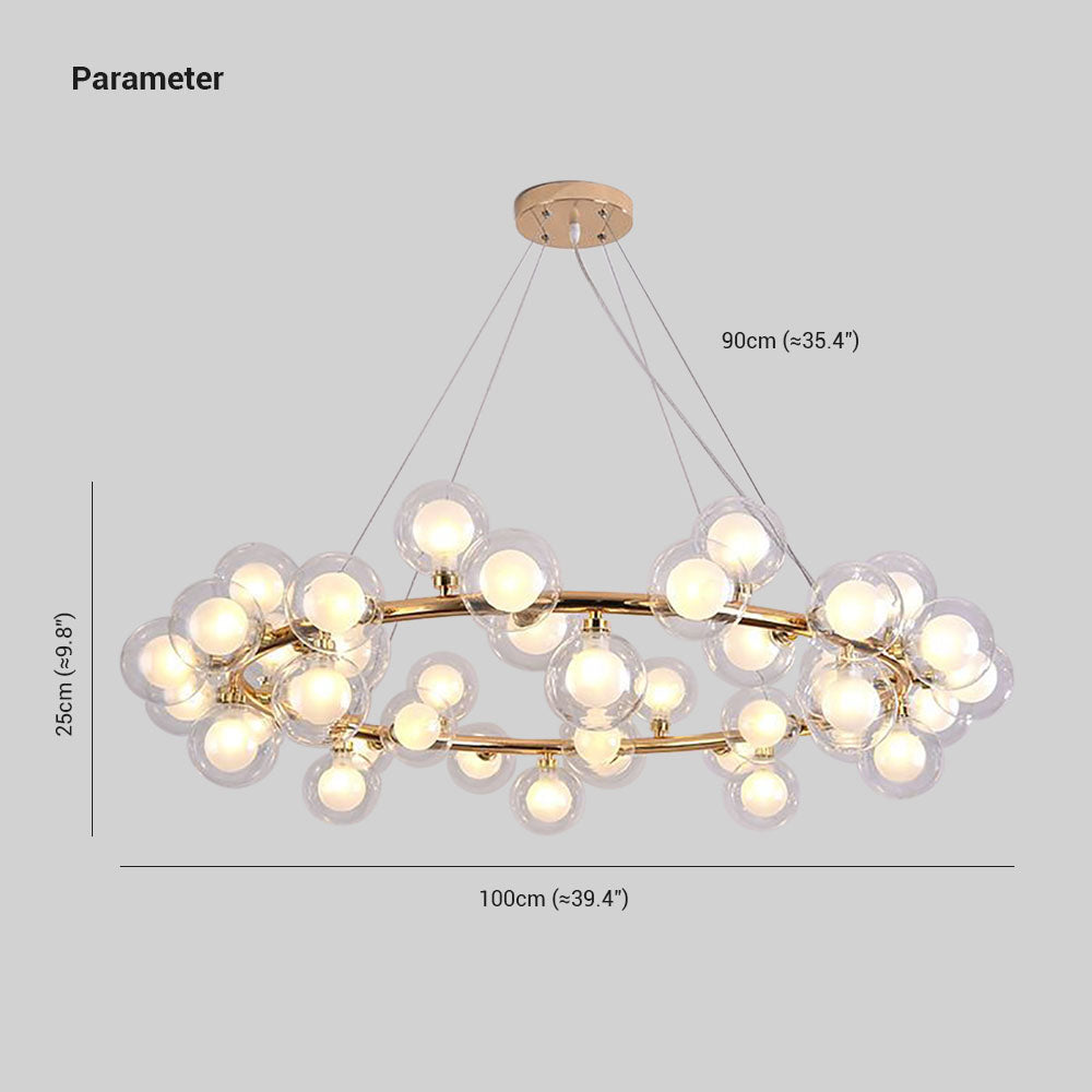 Valentina Modern Gold Bubble Pendant Light, Metal & Glass - Neutral Decor