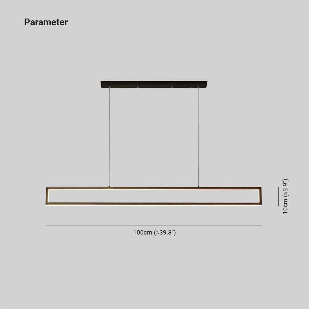 Arisha Modern Metal Vertical Rectangular Pendant Light, Black - Neutral Decor