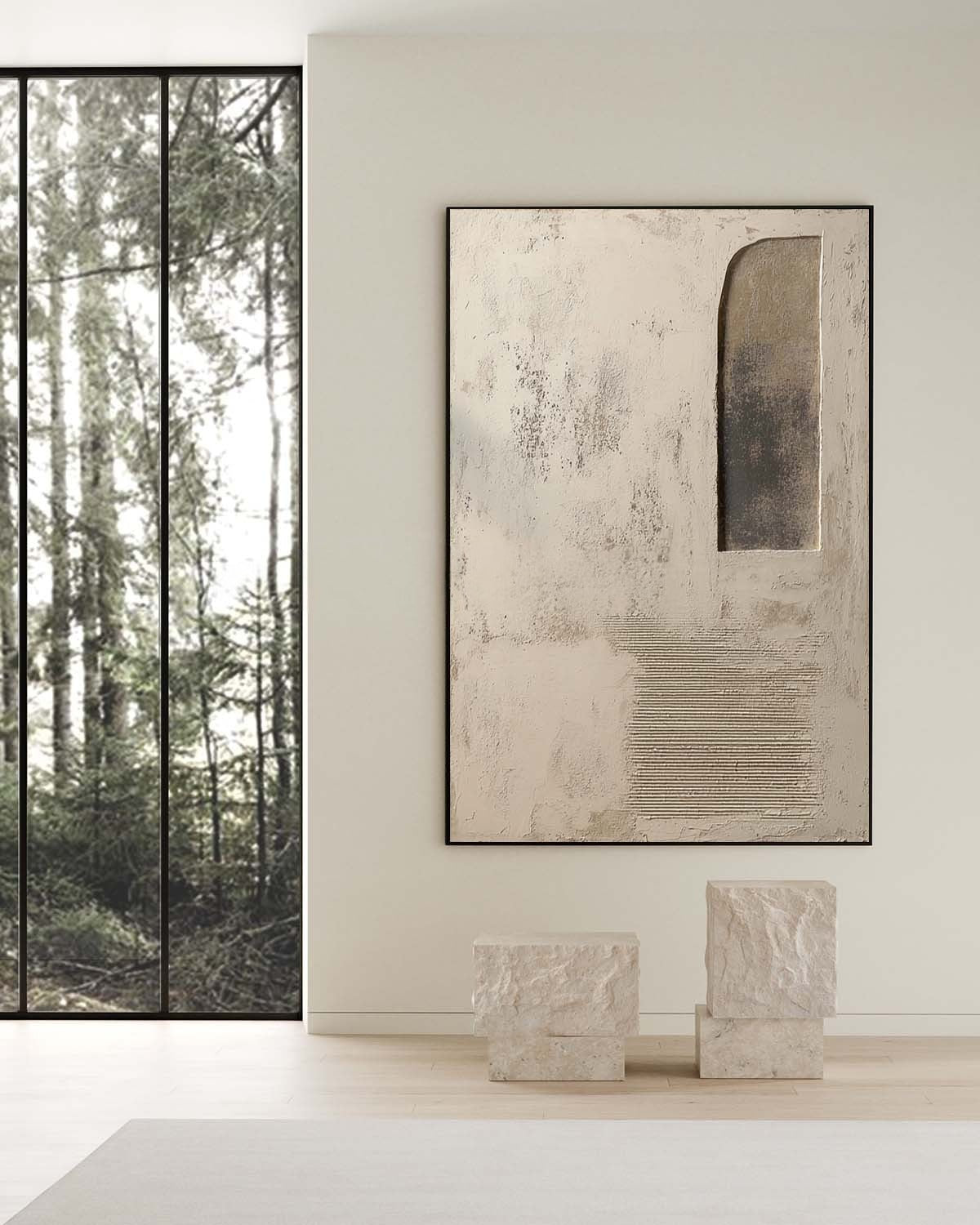 Wabi-Sabi Asymmetrical Abstract Painting - Neutralighting