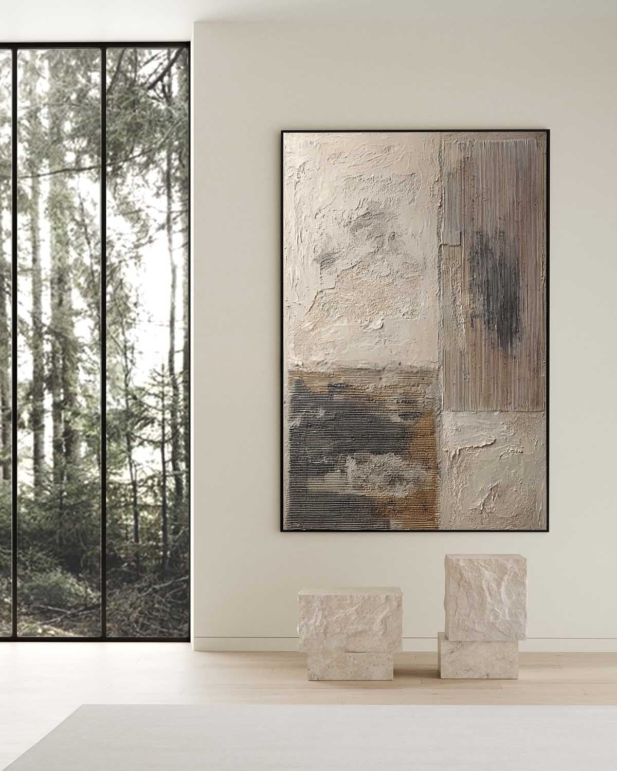 Wall Art Minimalist Textured Quadrant - Neutralighting