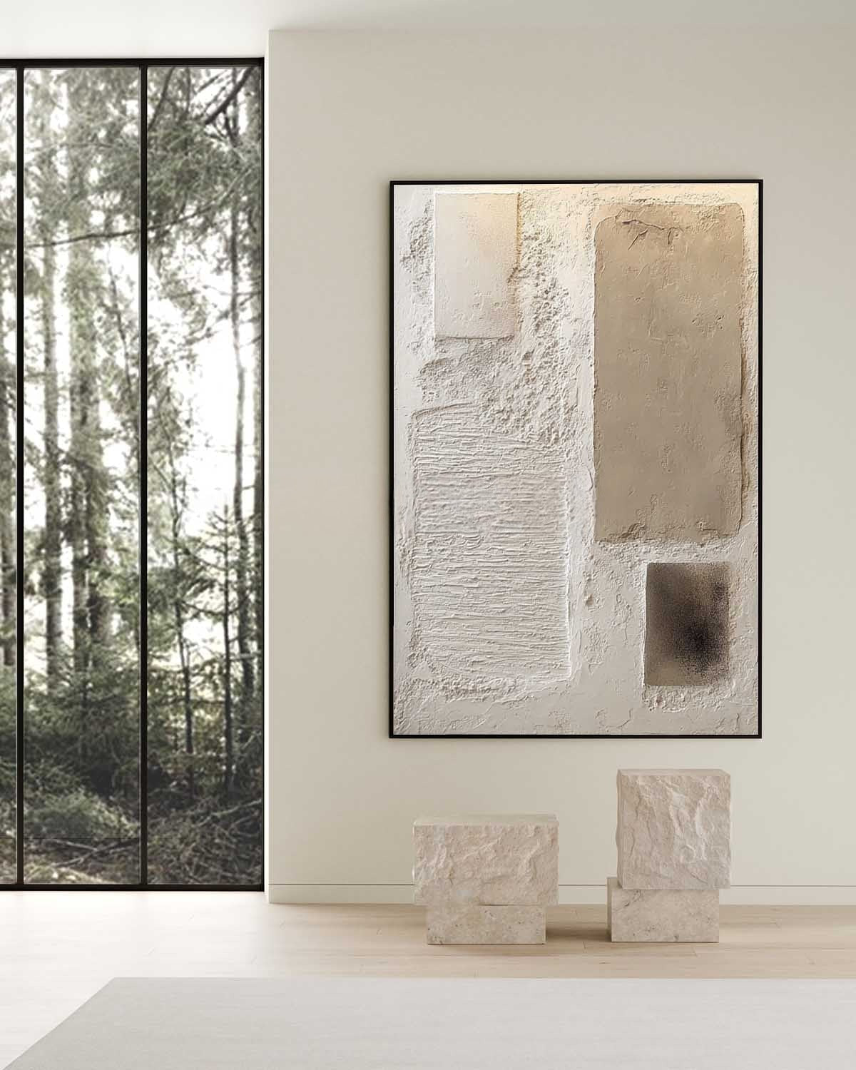 Wall Art Serene Textured Neutral Plaster Blocks - Neutralighting
