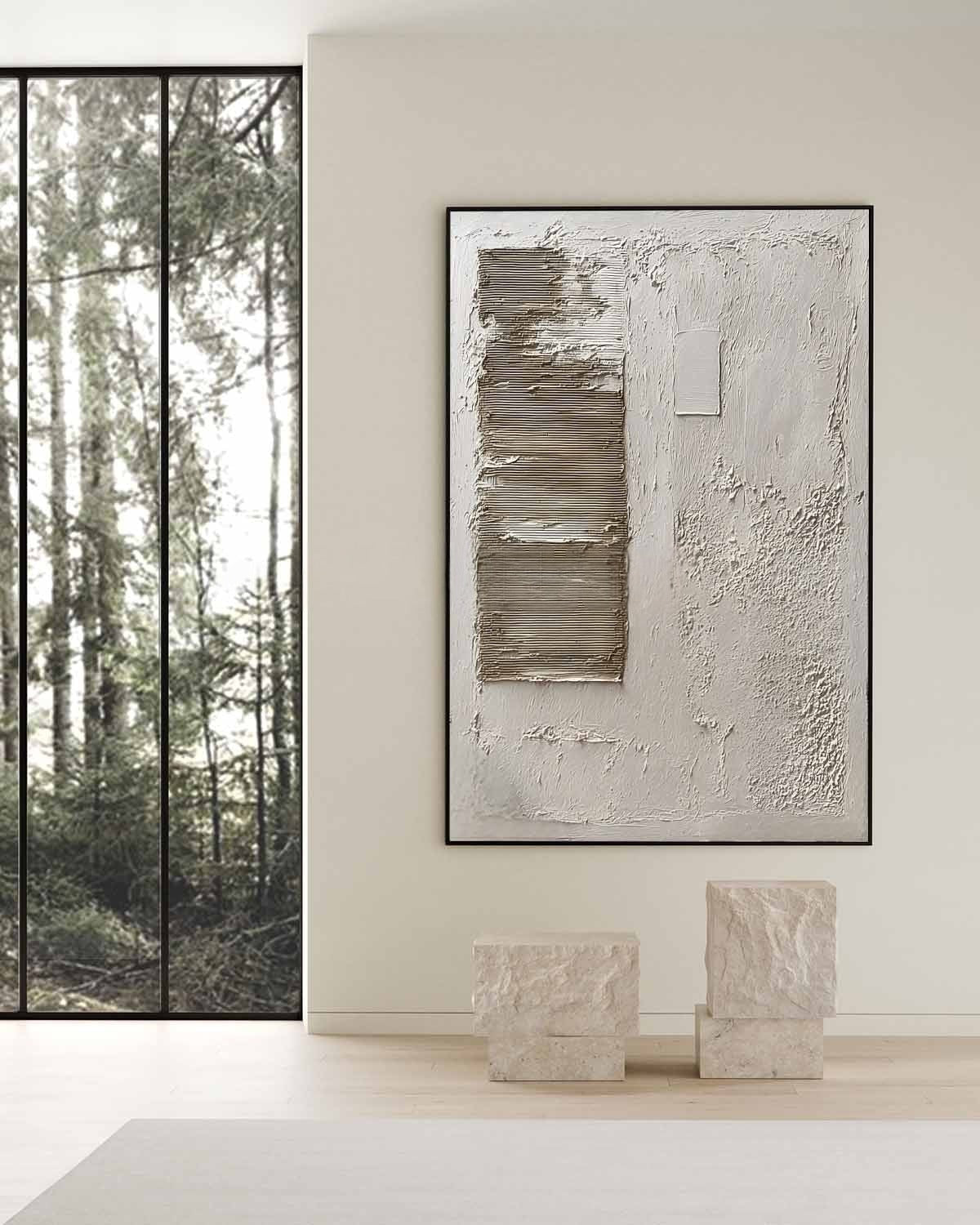 Wabi-Sabi Asymmetrical Texture Painting - Neutralighting