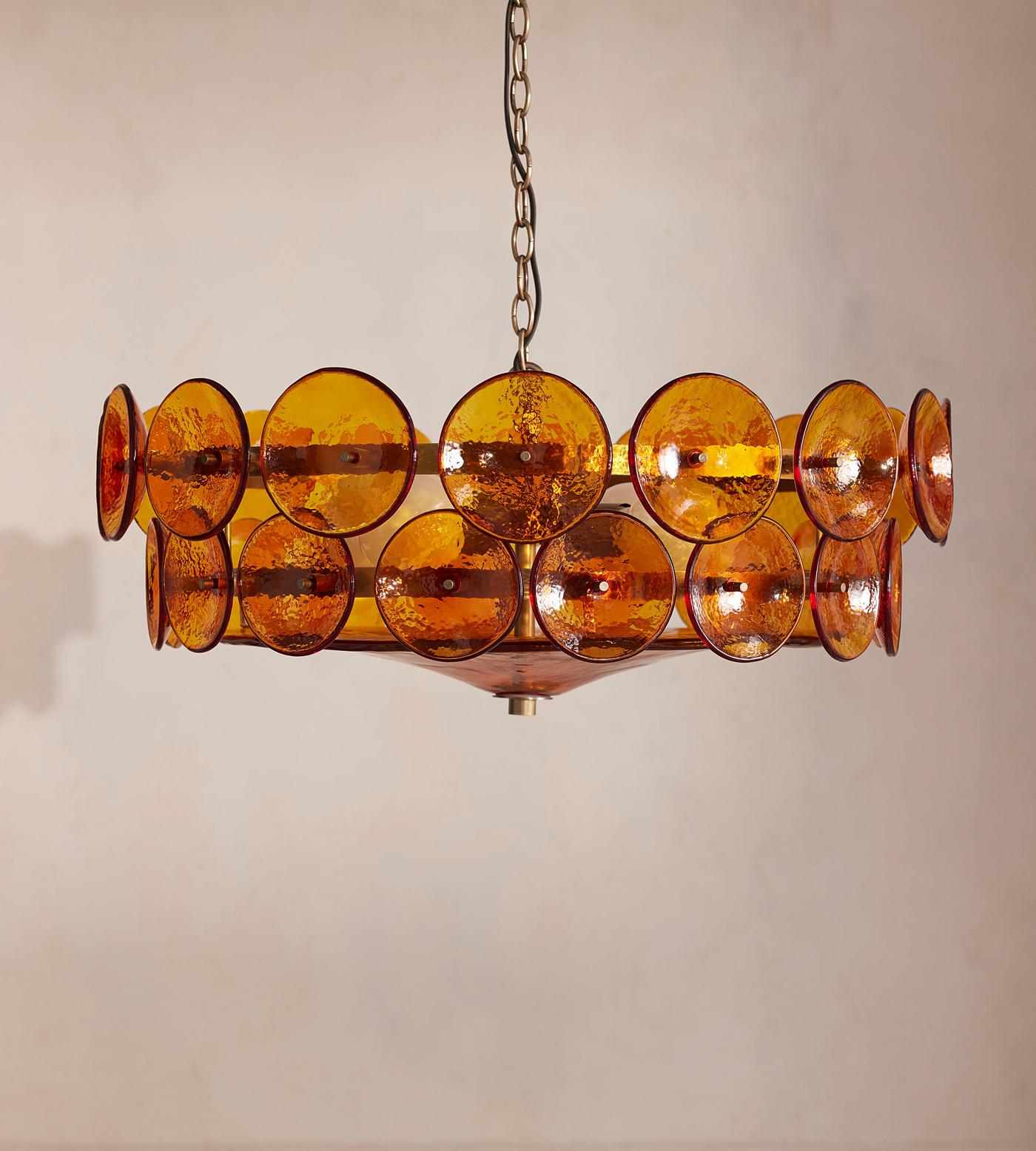 Aurora Chandelier Murano Glass Disc Vintage-Neutral Decor
