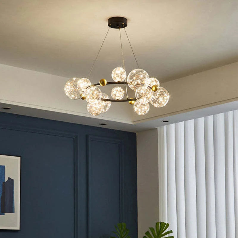 Valentina Art Deco Luminous Sphere Cluster Glass Pendant Light - Neutral Decor