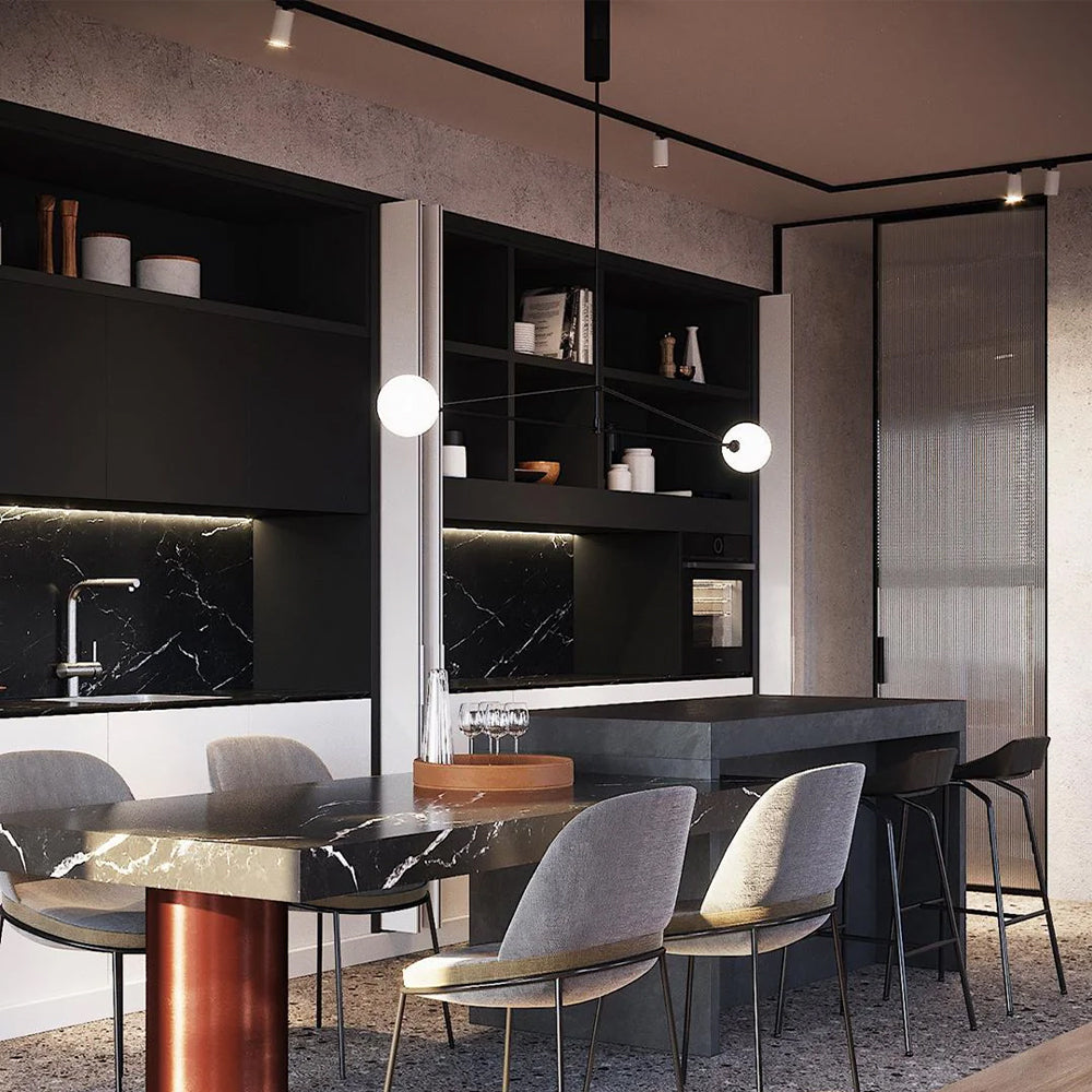 Arisha Minimalist Linear Mobile Pendant Light, Black - Neutral Decor