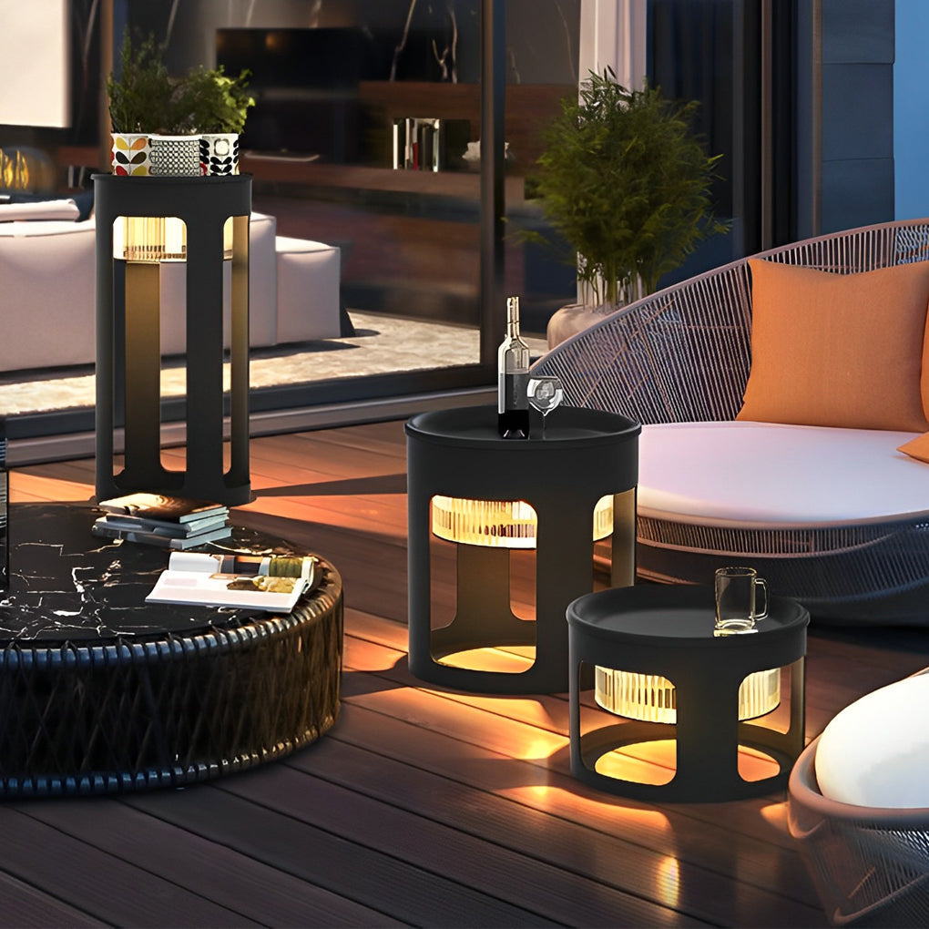 Bobie Round Under-Table Solar Steel Outdoor Light