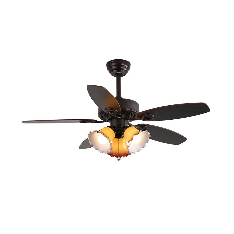 Solara Classic Wood Glass Ceiling Fan Light-Neutral Decor
