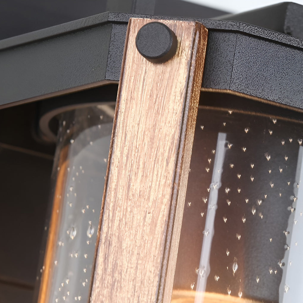 Anita Lantern Industrial Glass Outdoor Sconce Wall Light