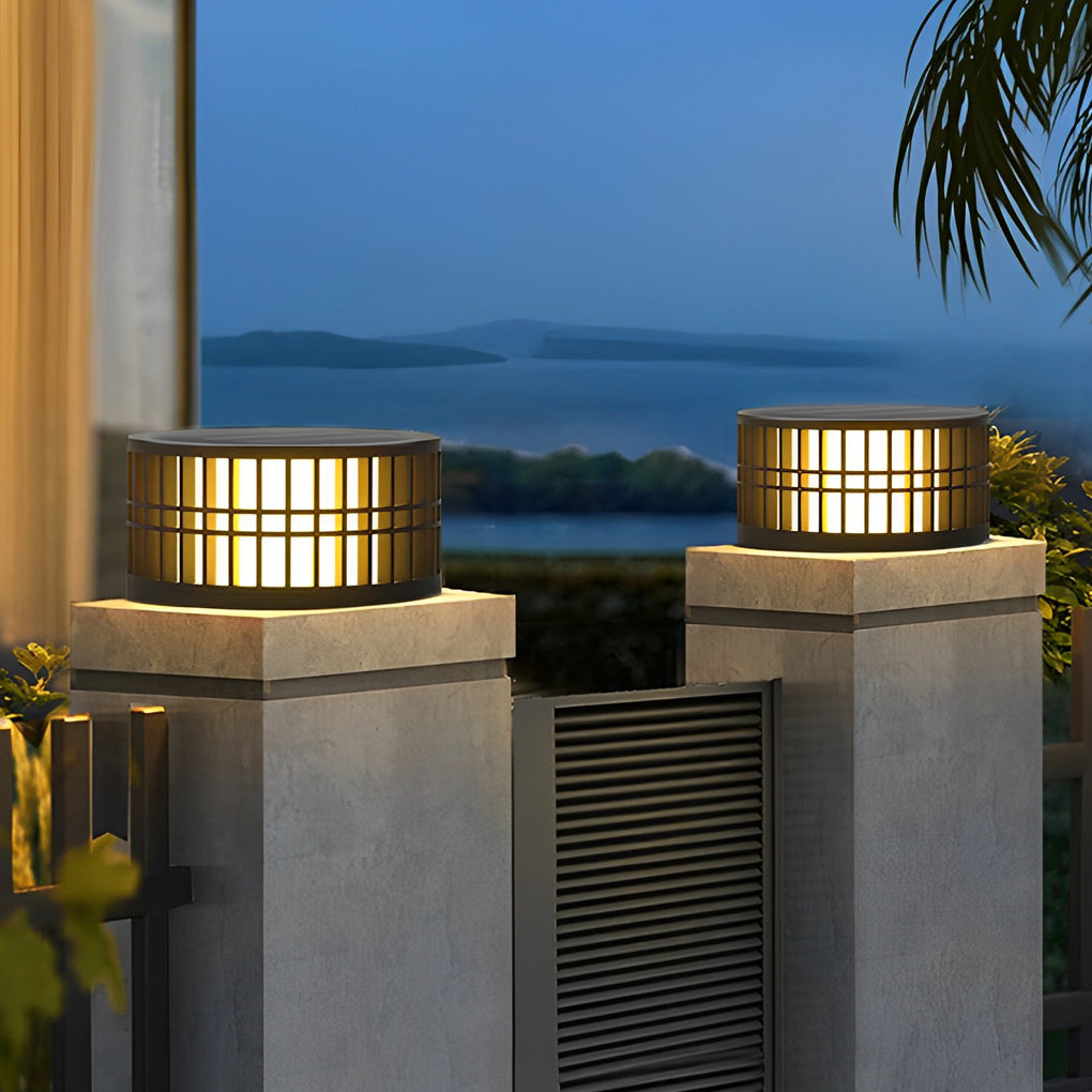 Shining Round Creative LED Modern Steel Outdoor Fence Post Lights