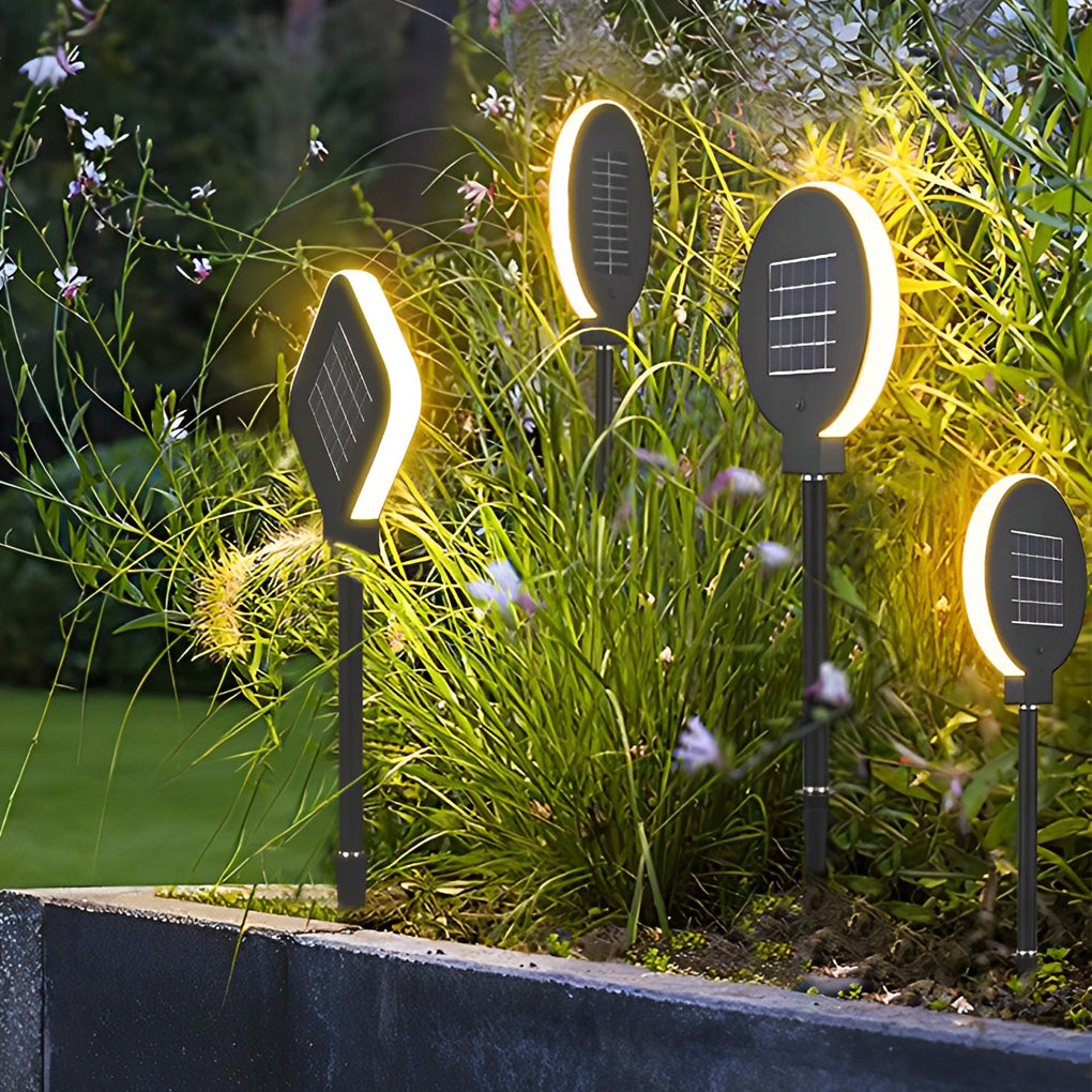Peaceful Modern Circular Solar Steel Outdoor Lawn Light