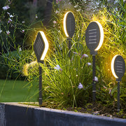 Peaceful Modern Circular Solar Steel Outdoor Lawn Light