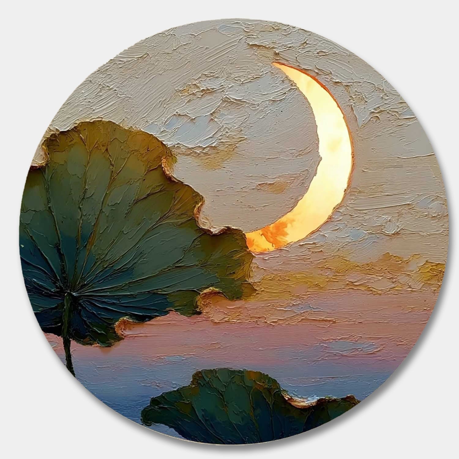 Wall Art Textured Lotus Leaves Golden - Neutralighting