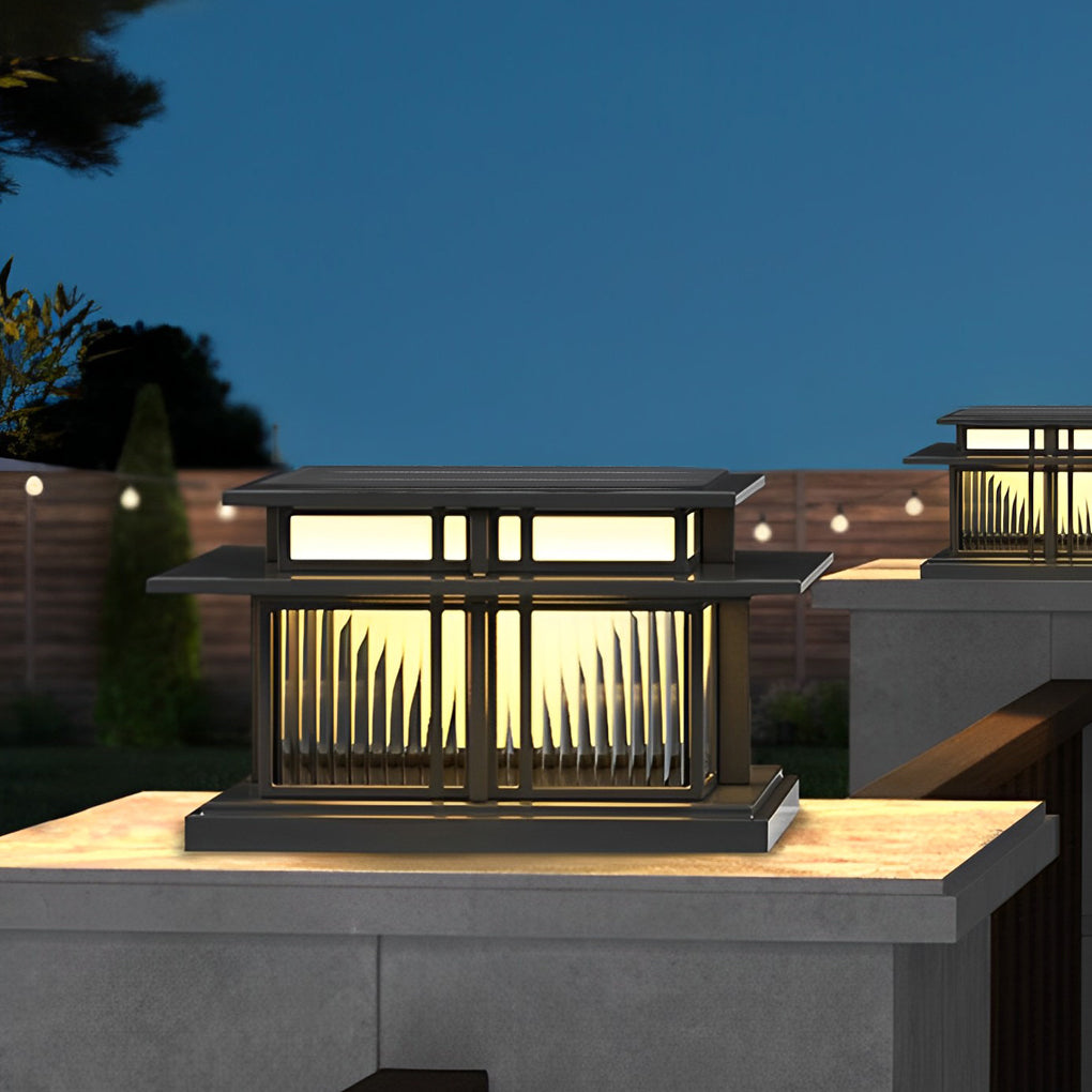 Haylyy Modern Solar Post Caps Glass Outdoor Pillar Light