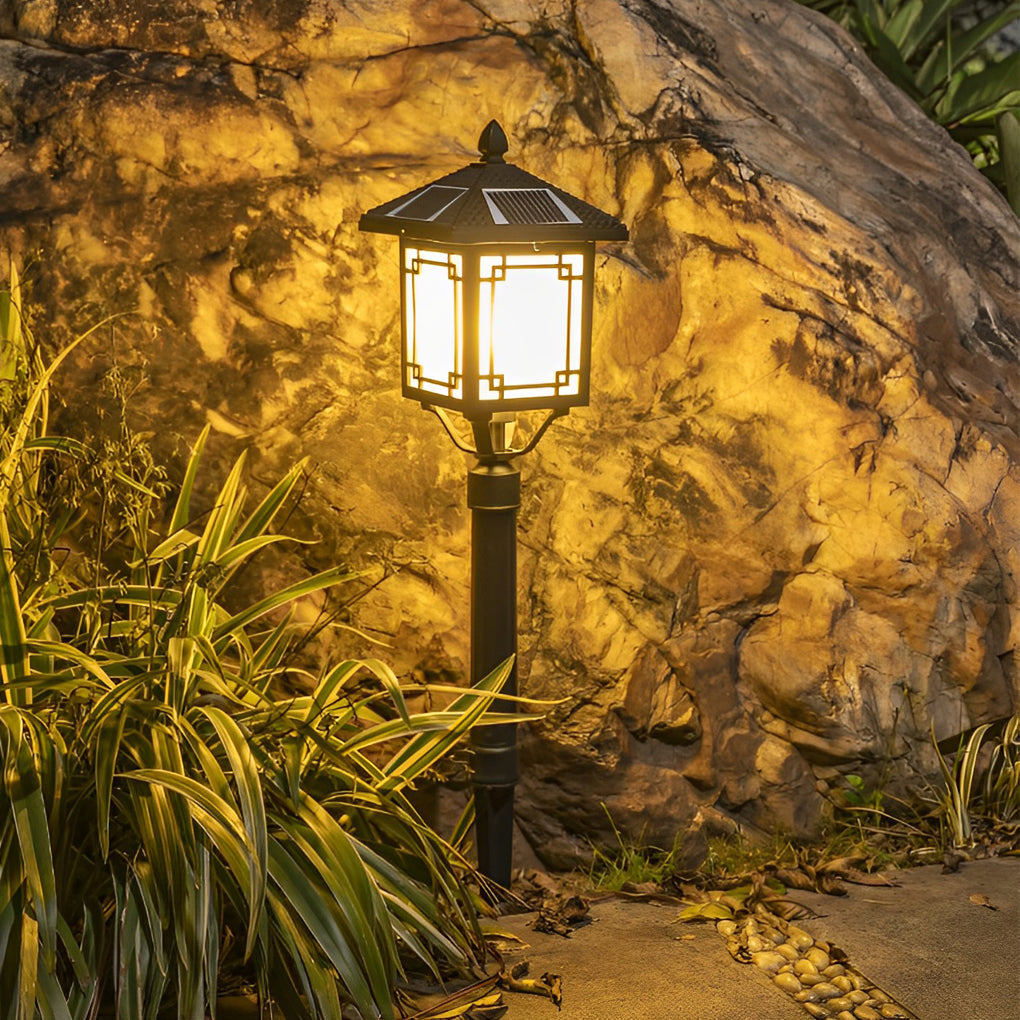 Leahn Ancient House Style LED Outdoor Post Lamp