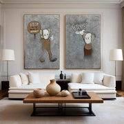 Kaws Companion 2-Piece Pop Art Painting Set - Neutralighting