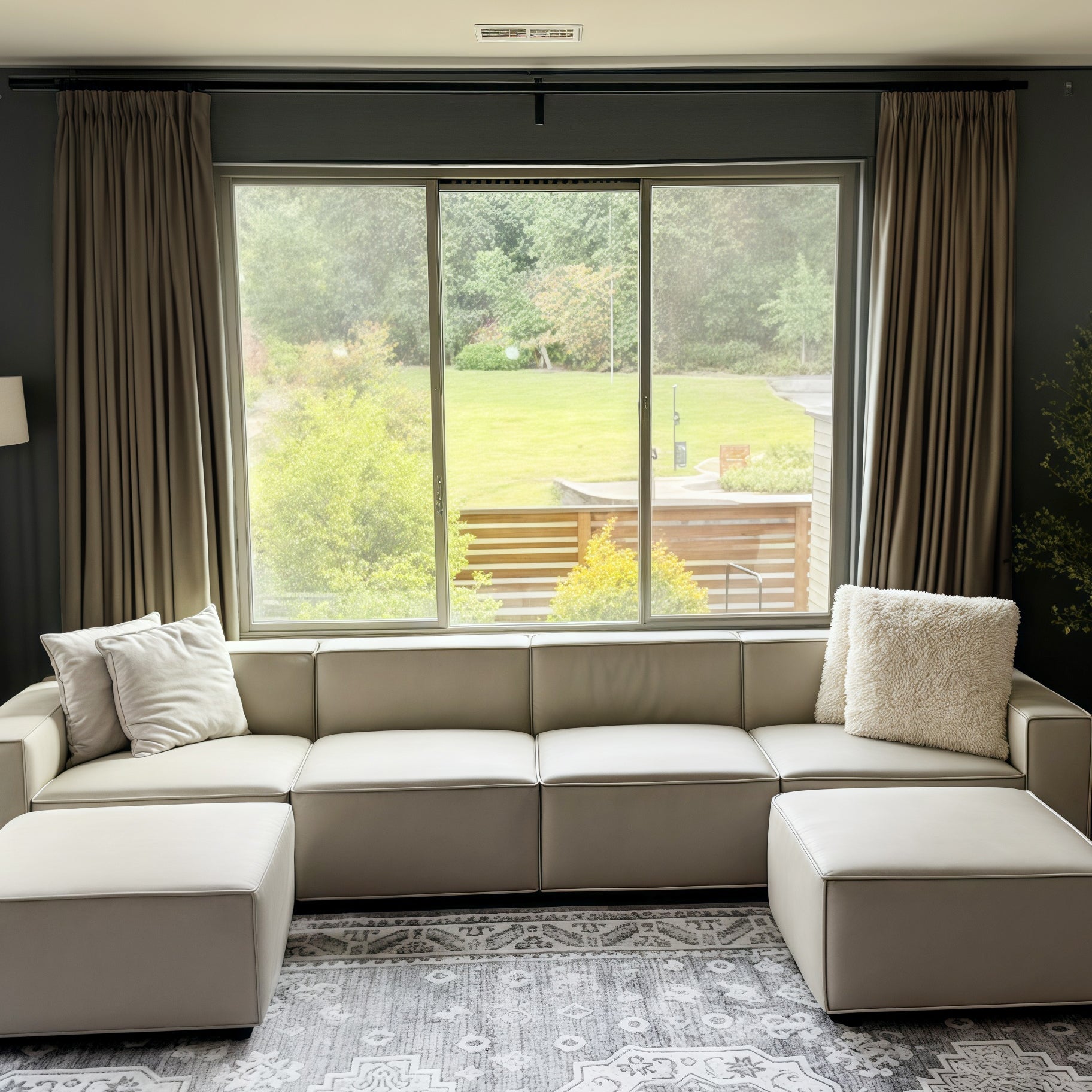 Lily Linen Curtains & Drapes Pleated-Neutral Decor