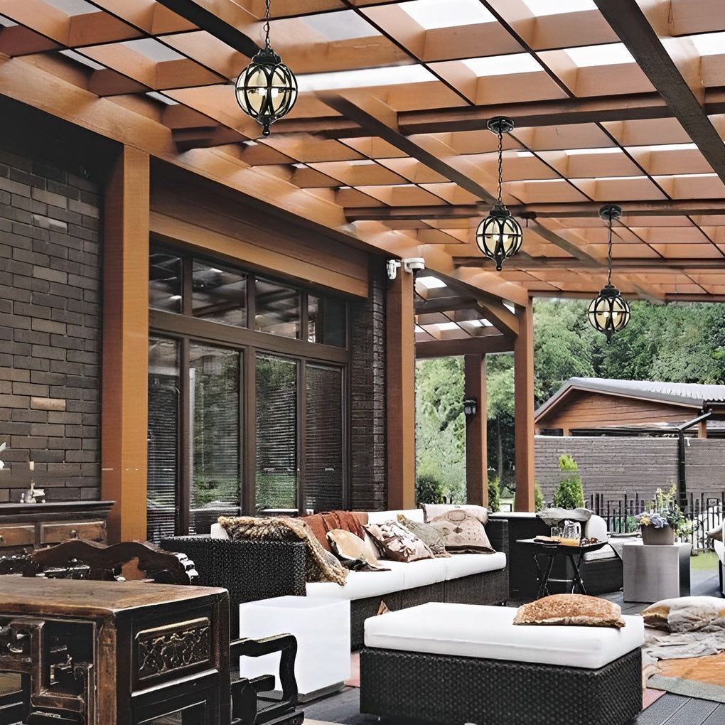 Beth Retro Ball Glass Outdoor Pendant Light