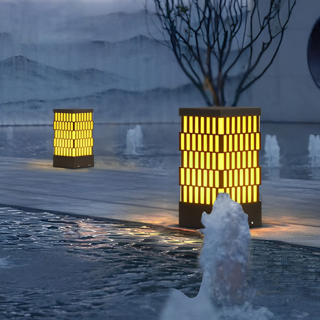 Evely Grid-Designed Modern Marble Outdoor Lawn Lamp